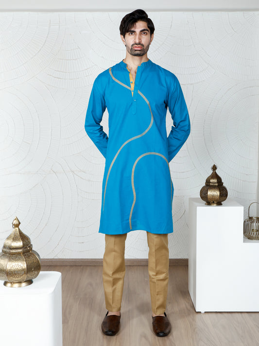 Swirl Kurta and Pant set-Turquoise