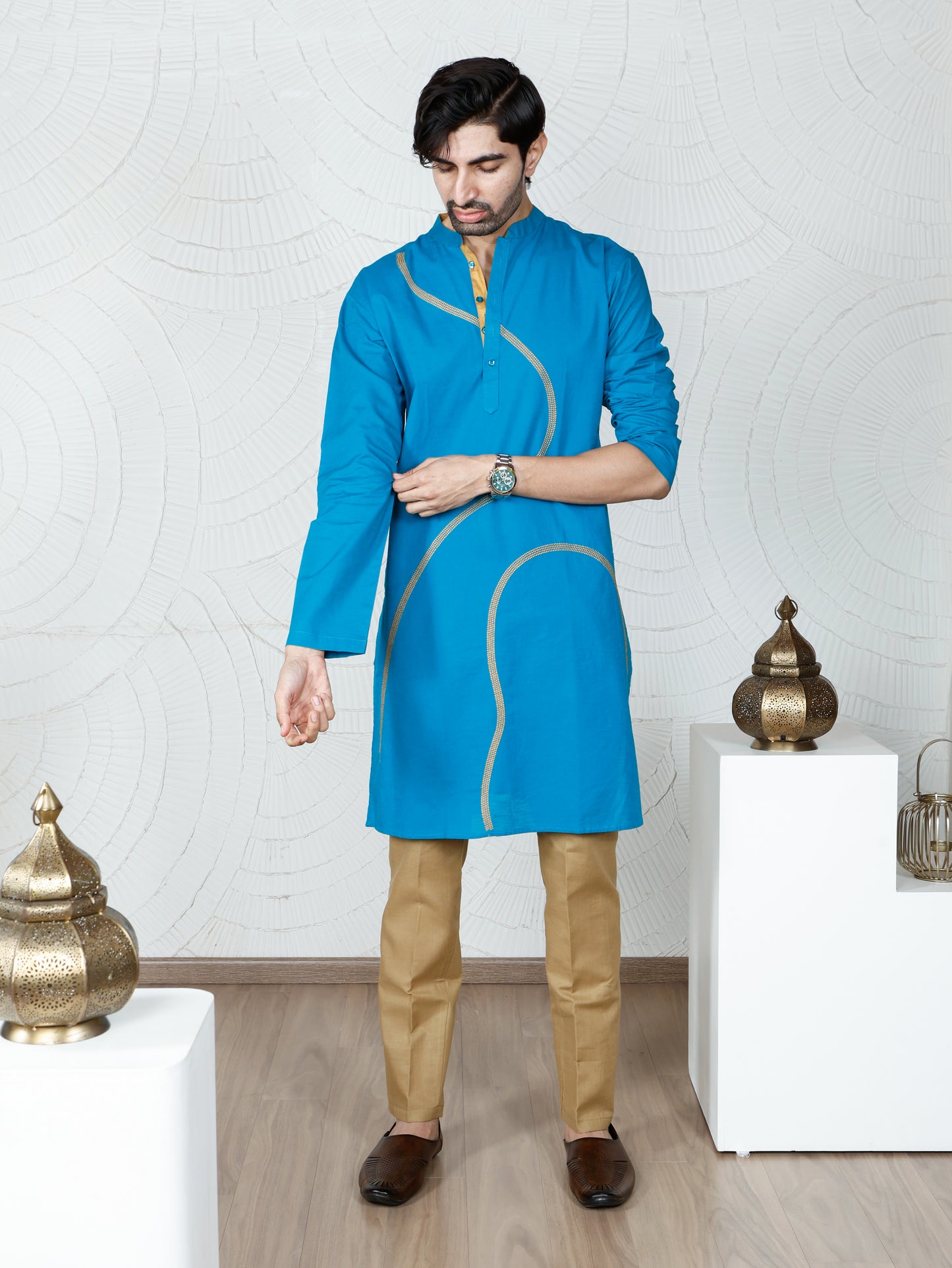 Swirl Kurta and Pant set-Turquoise