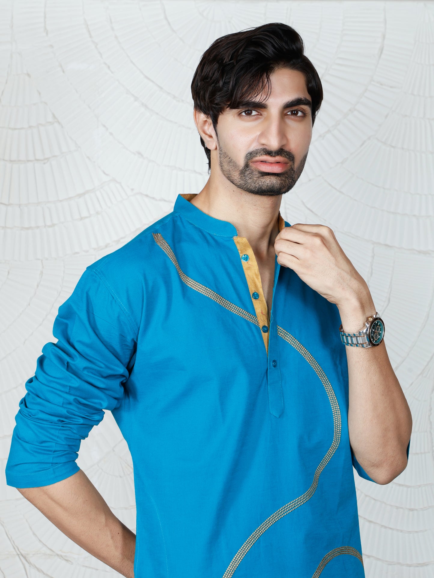 Swirl Kurta and Pant set-Turquoise