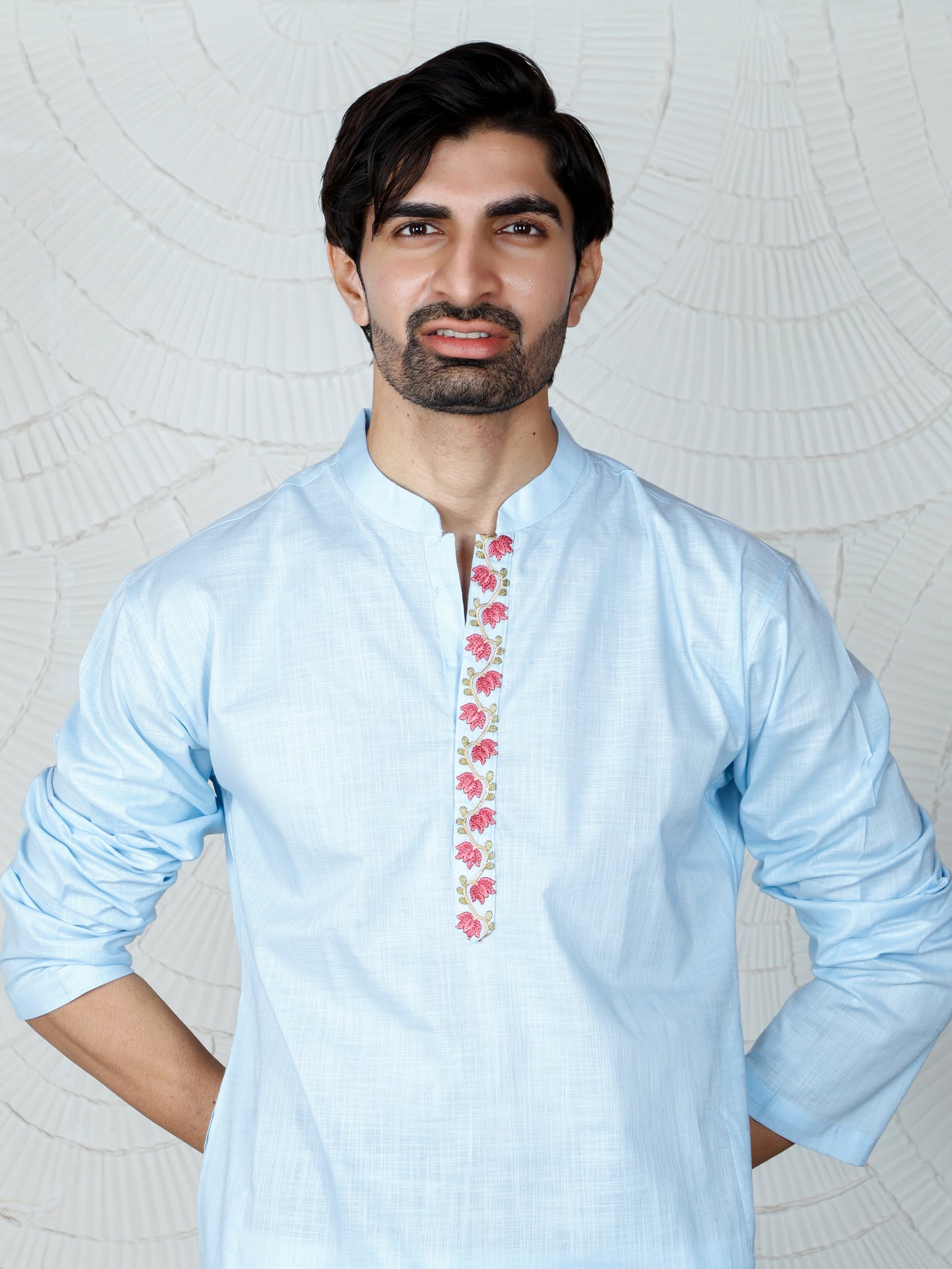 Pichwai Kurta and Pant Set-Sky Bloom