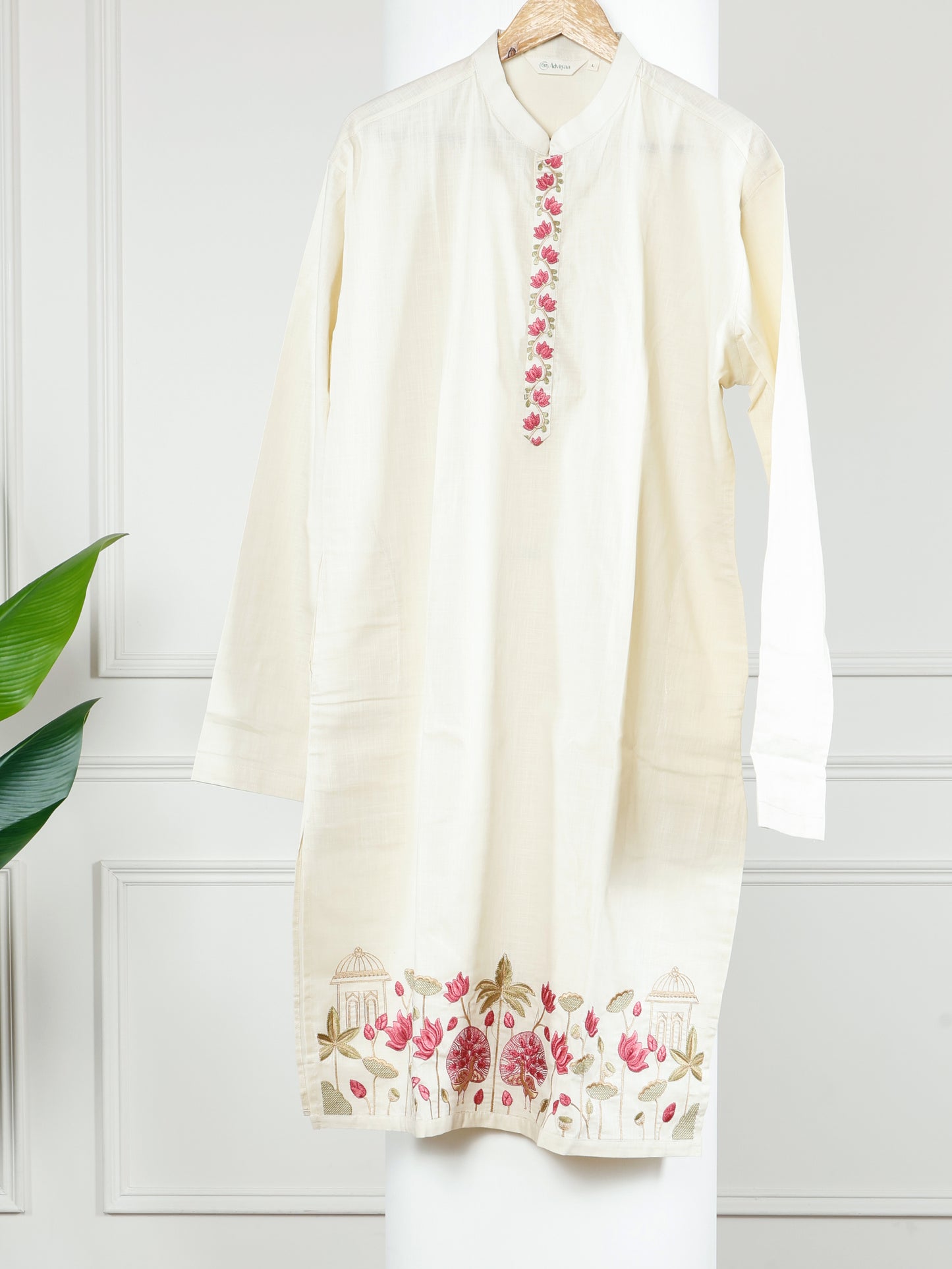 Pichwai Kurta and Pant Set-Beige