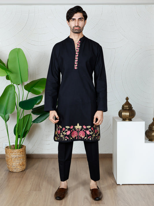 Pichwai Kurta and Pant Set-Black