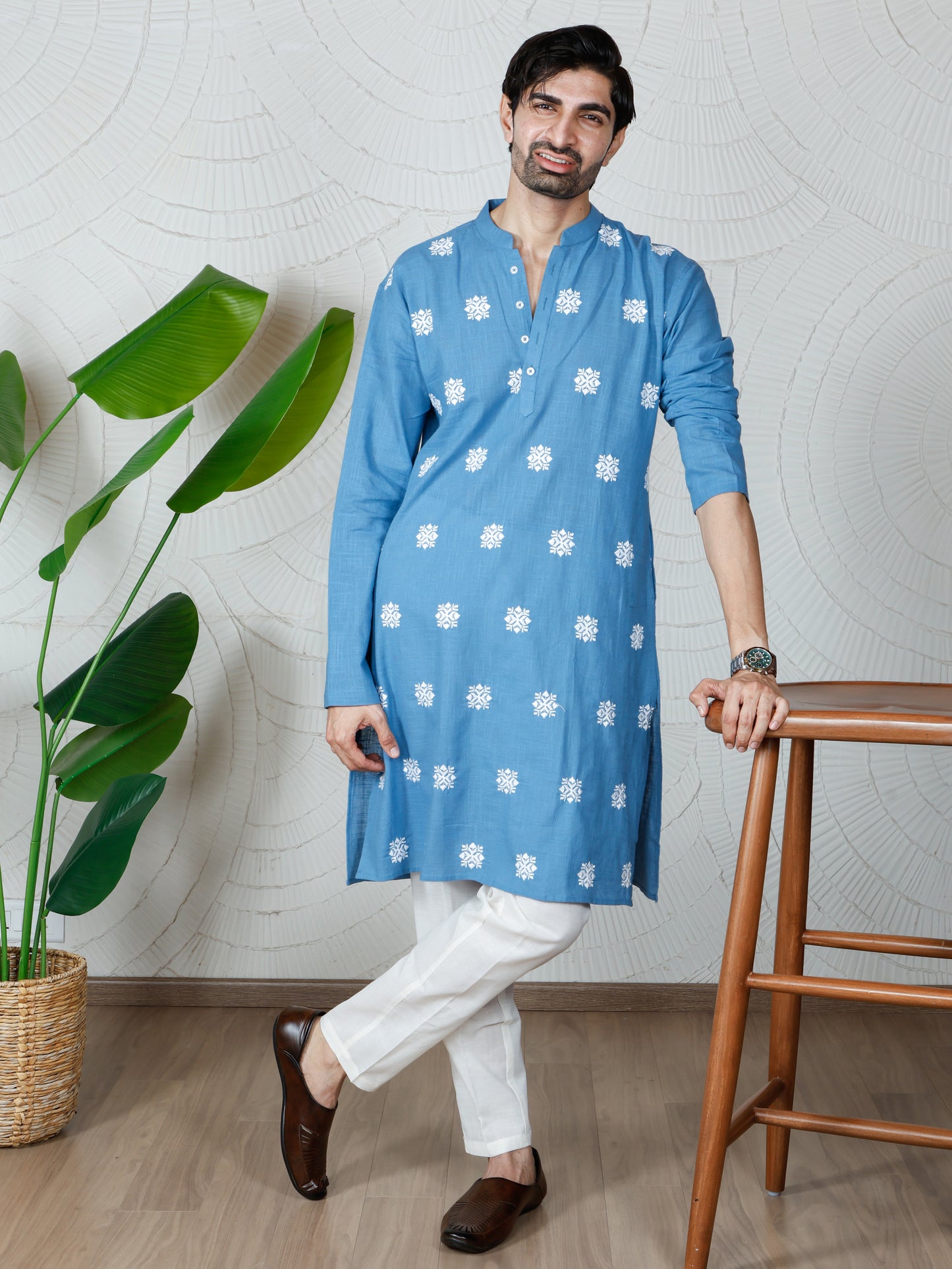 Chikankari Only Kurta-Blue