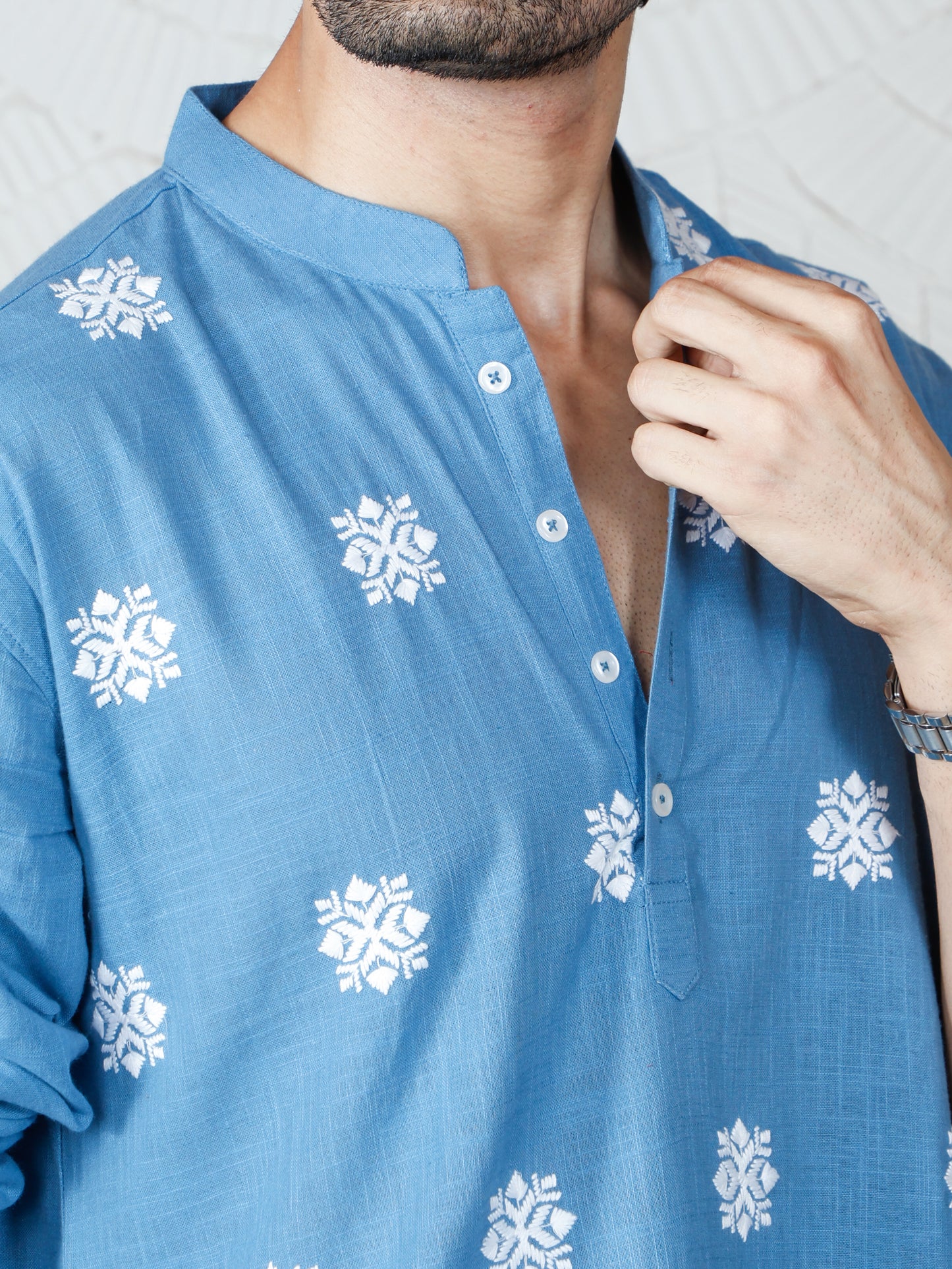 Chikankari Only Kurta-Blue