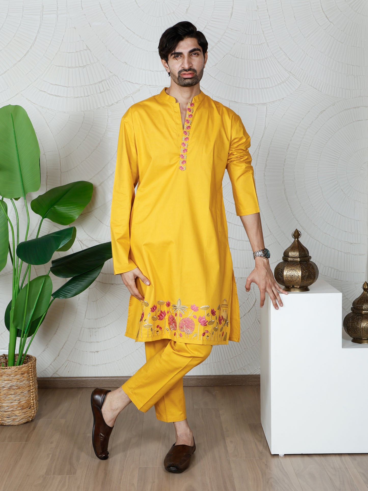 Pichwai Kurta and Pant Set-Sunshine
