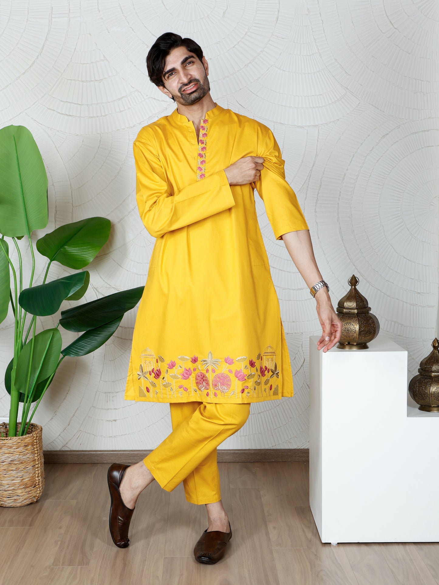 Pichwai Kurta and Pant Set-Sunshine