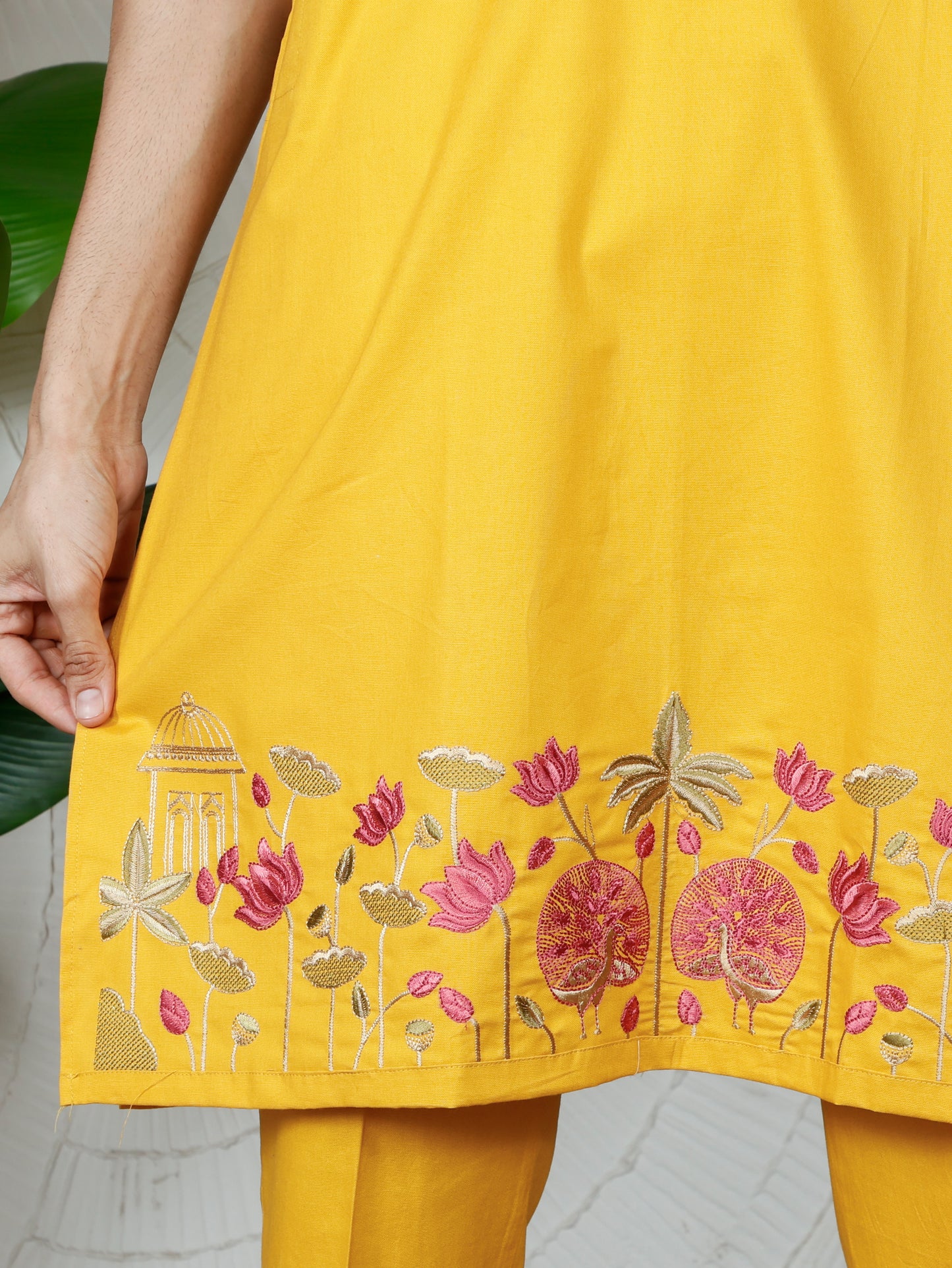 Pichwai Kurta and Pant Set-Sunshine