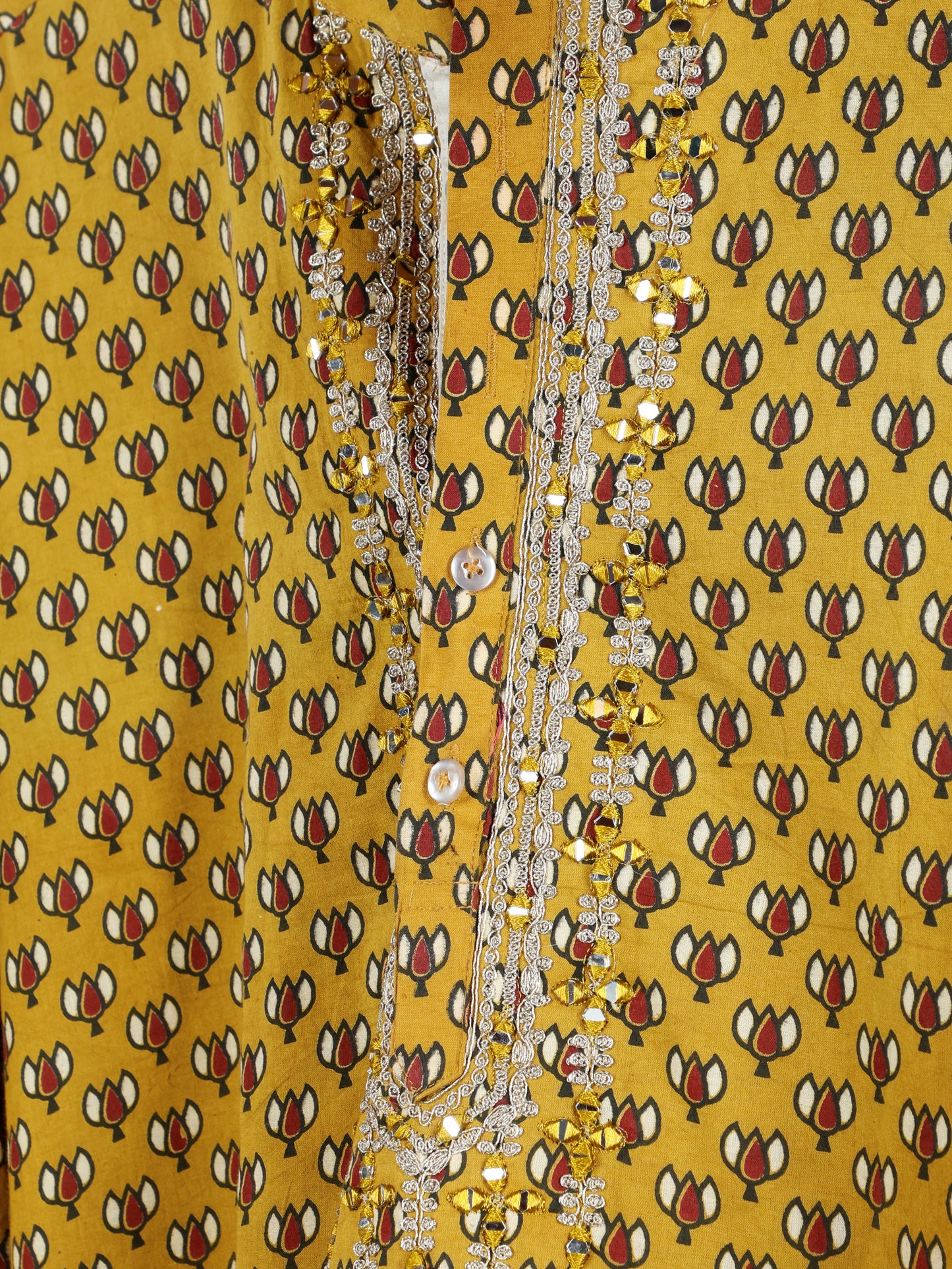 Sangria Mustard block printed only Kurta