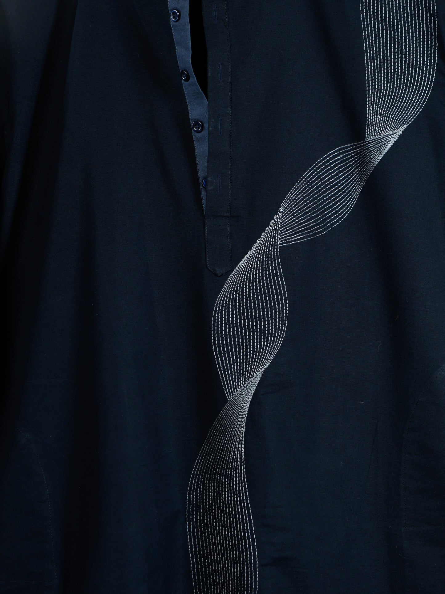 Illusion only Kurta-Midnight Blue