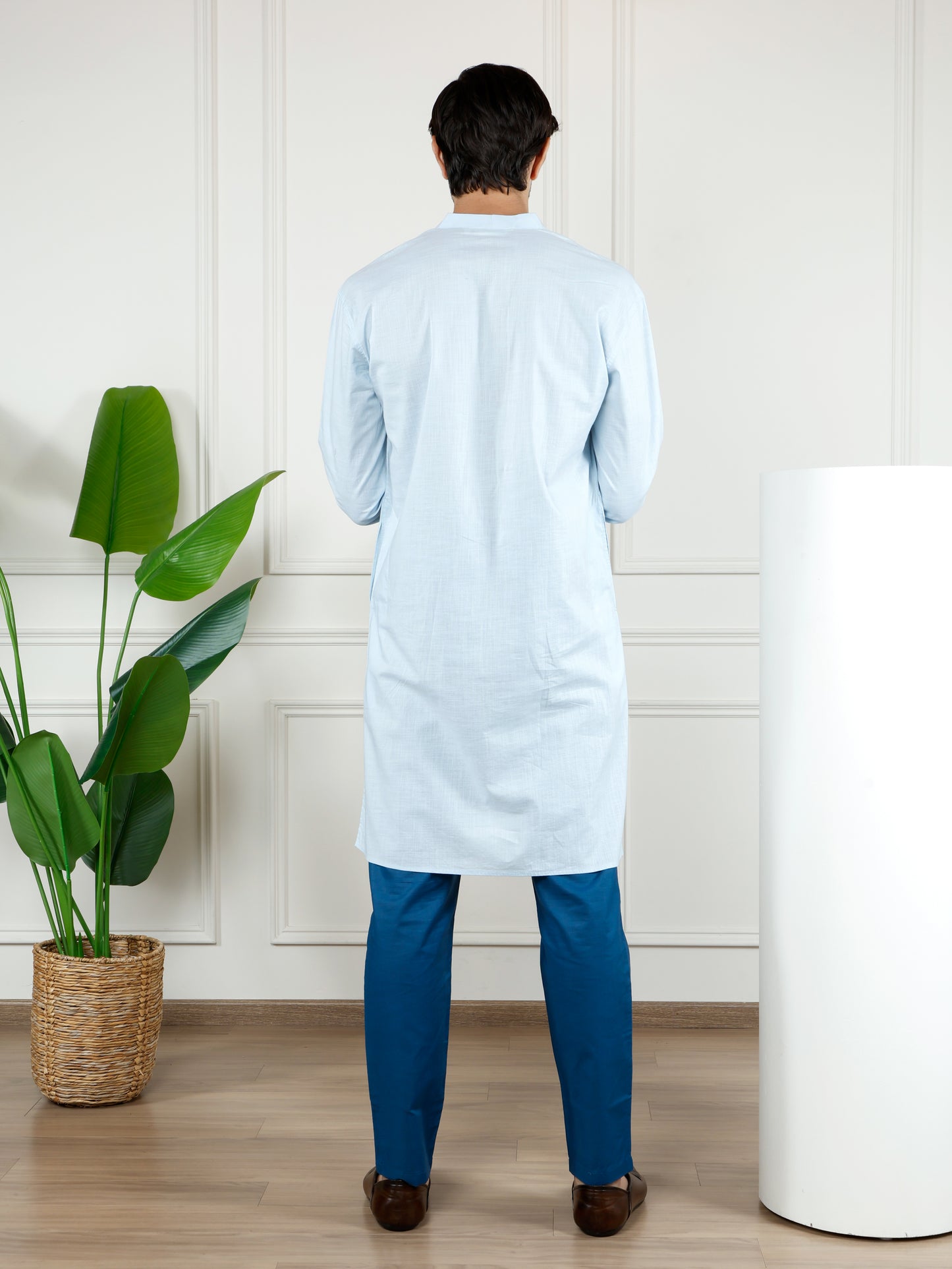 Illusion Kurta and Pant Set-Sky Blue