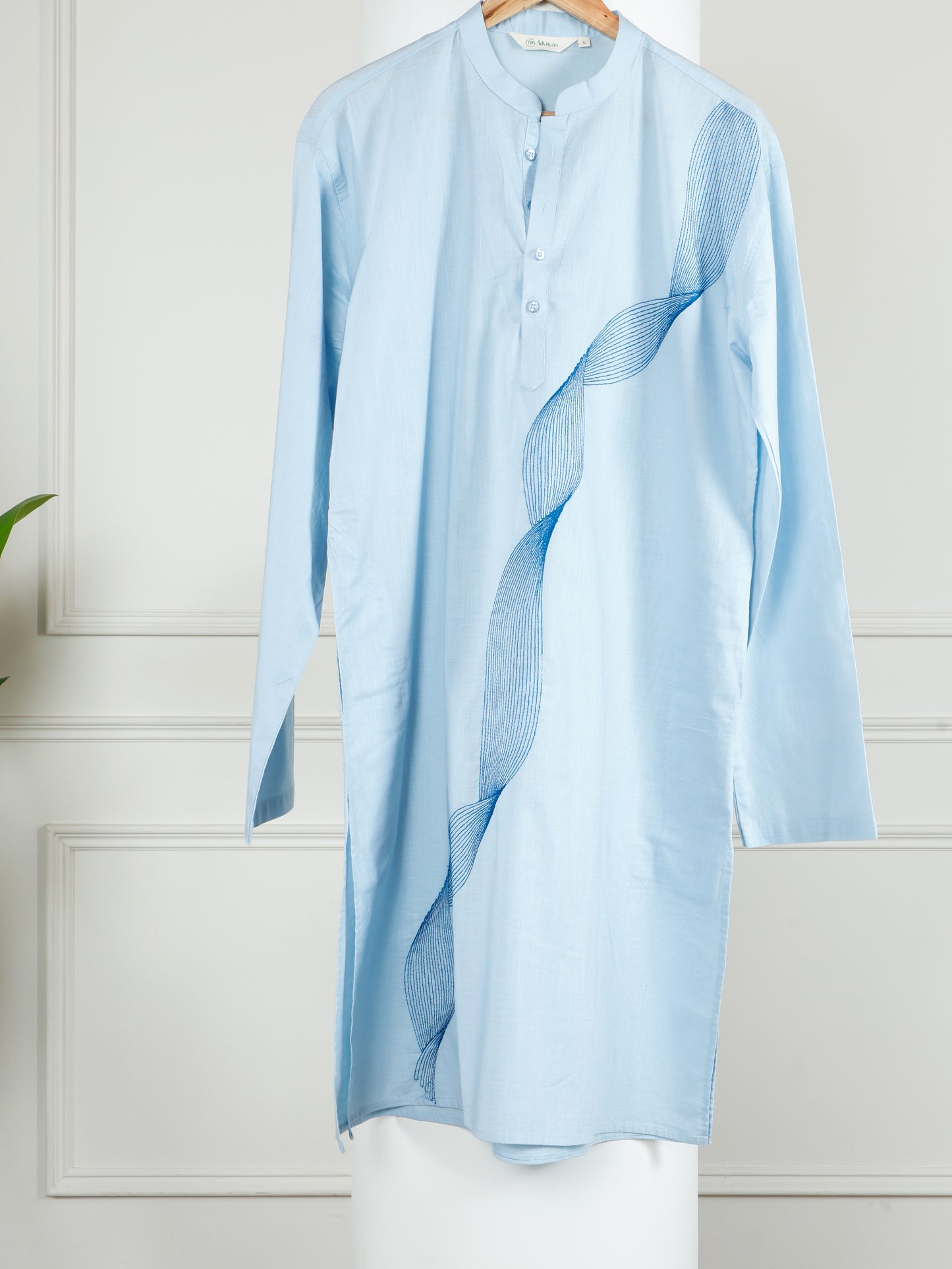 Illusion Only Kurta-Sky Blue