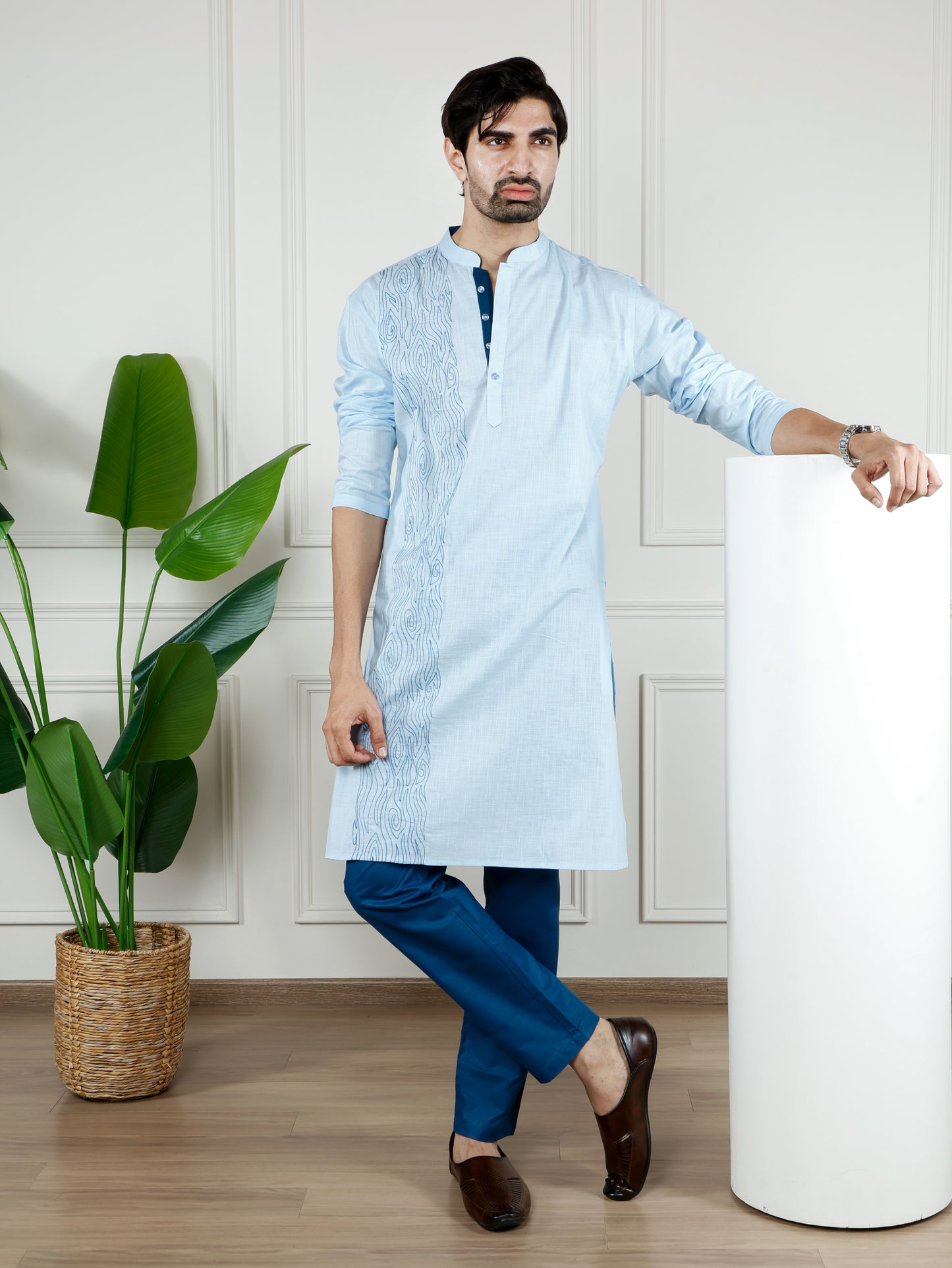 Waves Kurta and pant Set-Light Blue