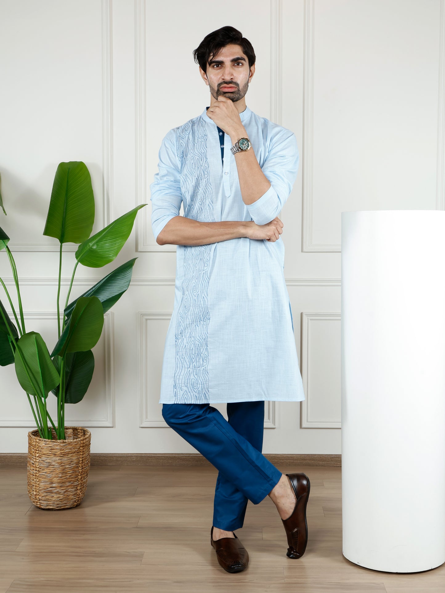 Waves Kurta and pant Set-Light Blue