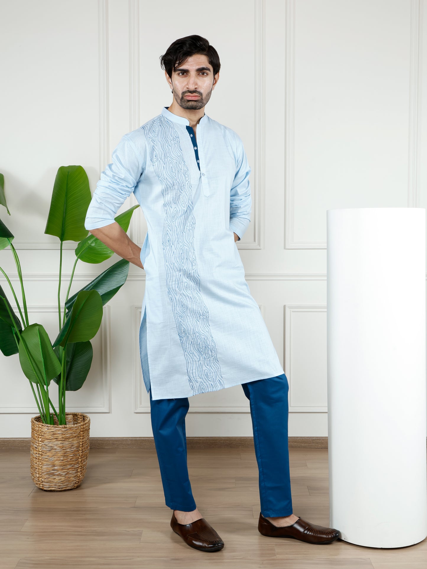 Waves Kurta and pant Set-Light Blue