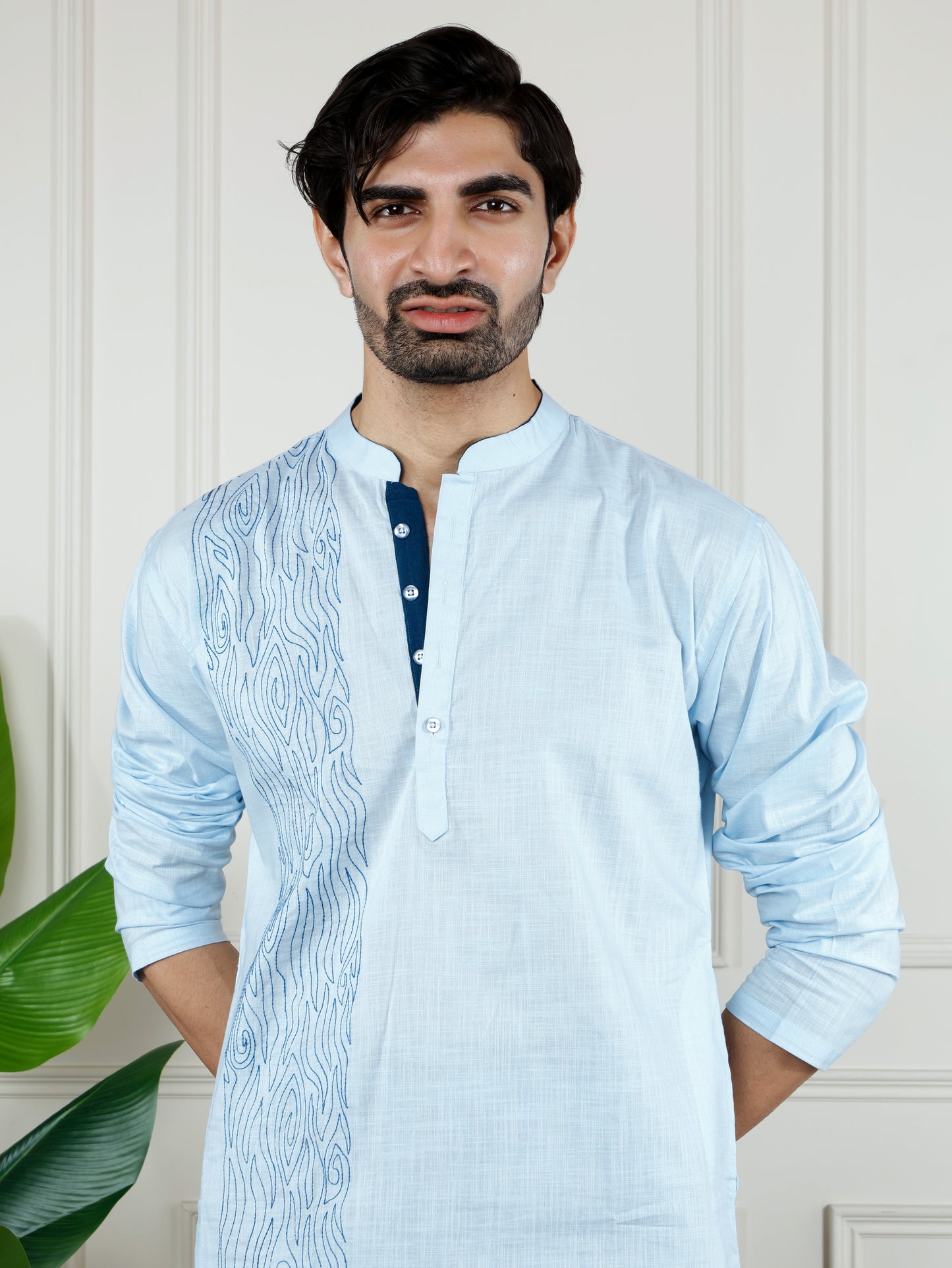 Waves Kurta and pant Set-Light Blue