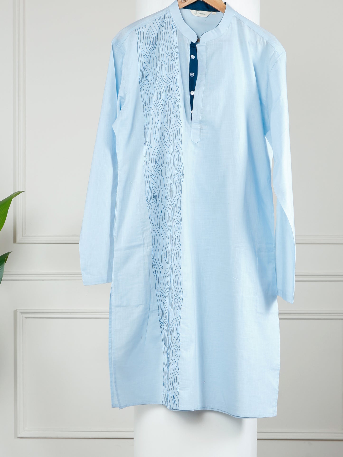 Waves only Kurta-Light Blue