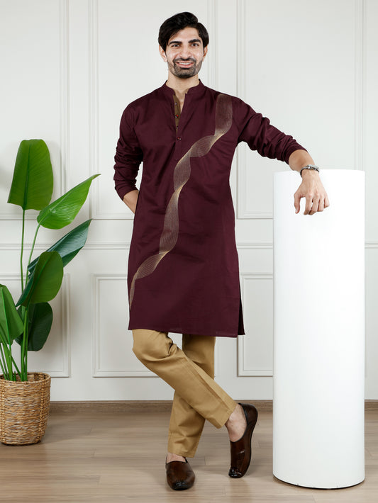 Illusion only Kurta-Regal Maroon
