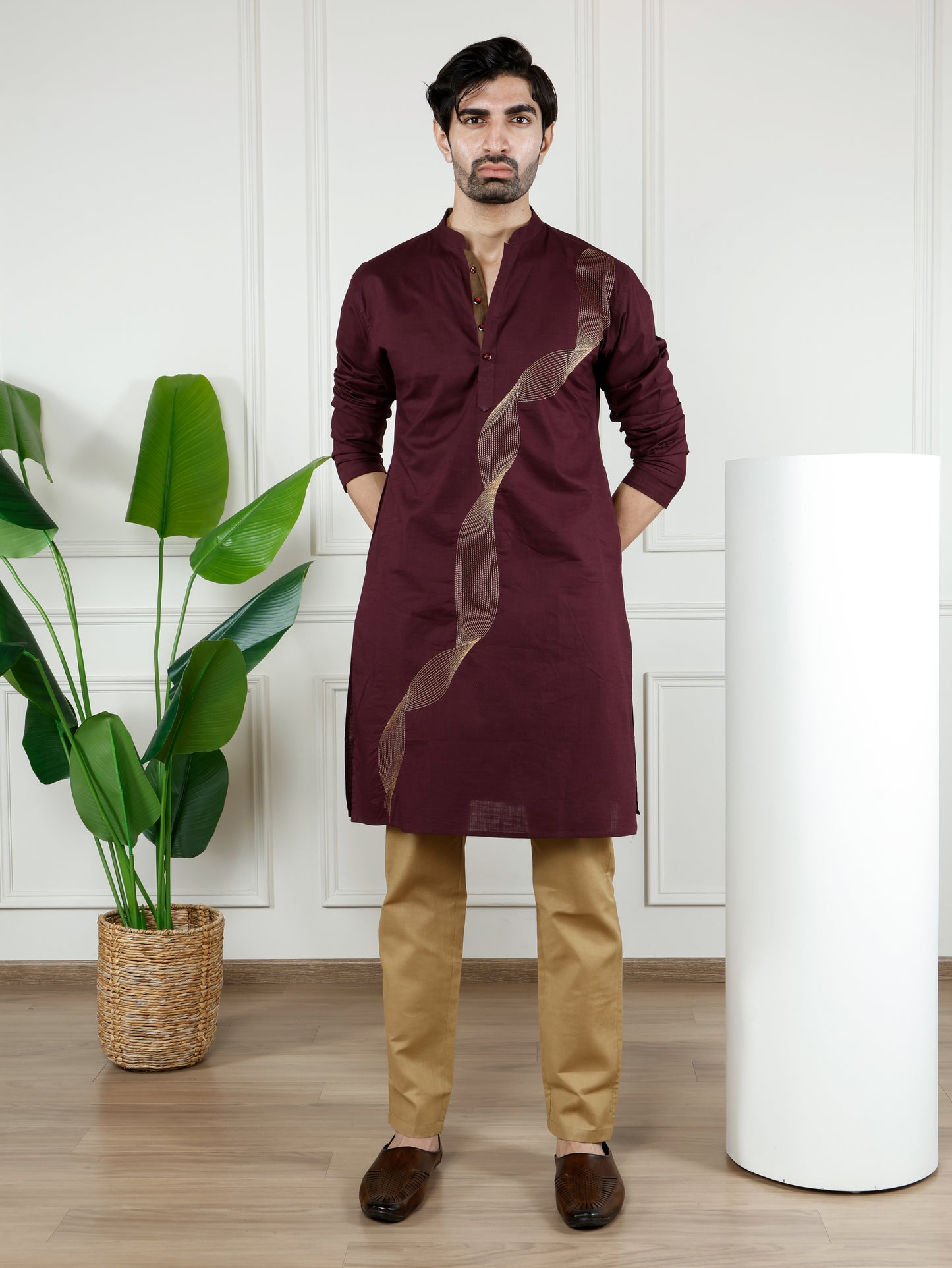 Illusion only Kurta-Regal Maroon