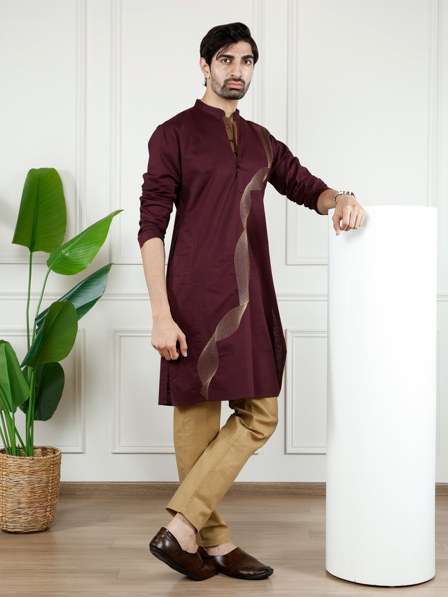 Illusion only Kurta-Regal Maroon