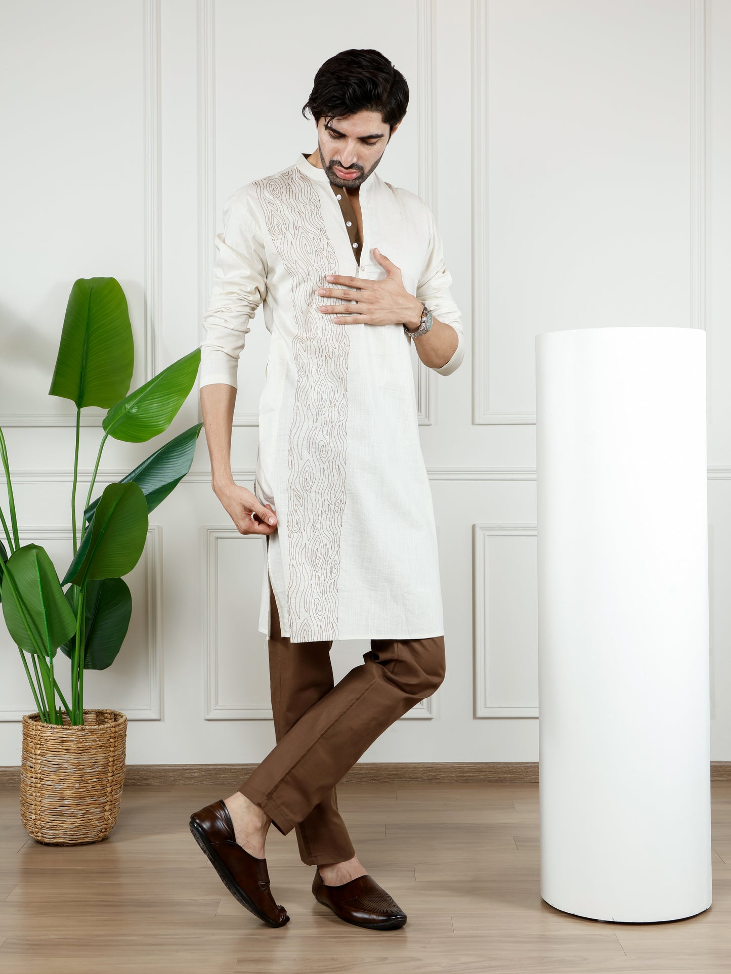 Ivory Waves Kurta and Pant Set