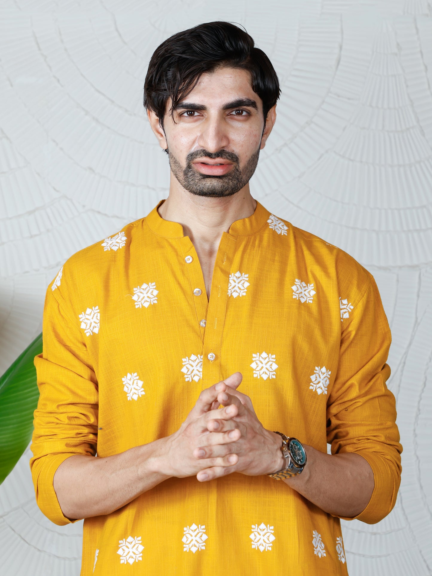 Chikankari Kurta and Pant Set-Sunshine Yellow