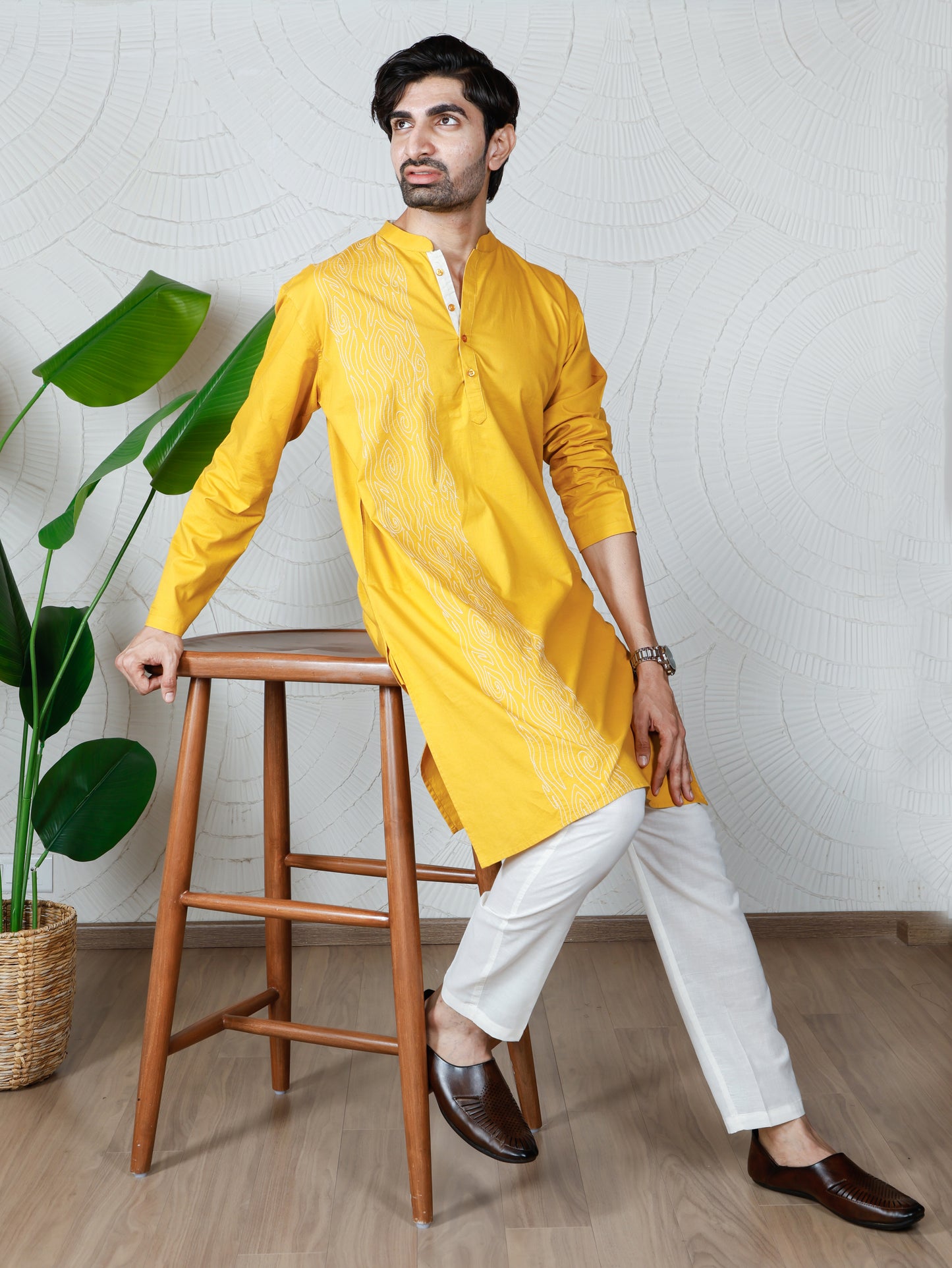 Waves Kurta and Pant Set-Sunshine
