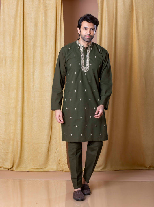 Olive Green Refined Majesty Kurta