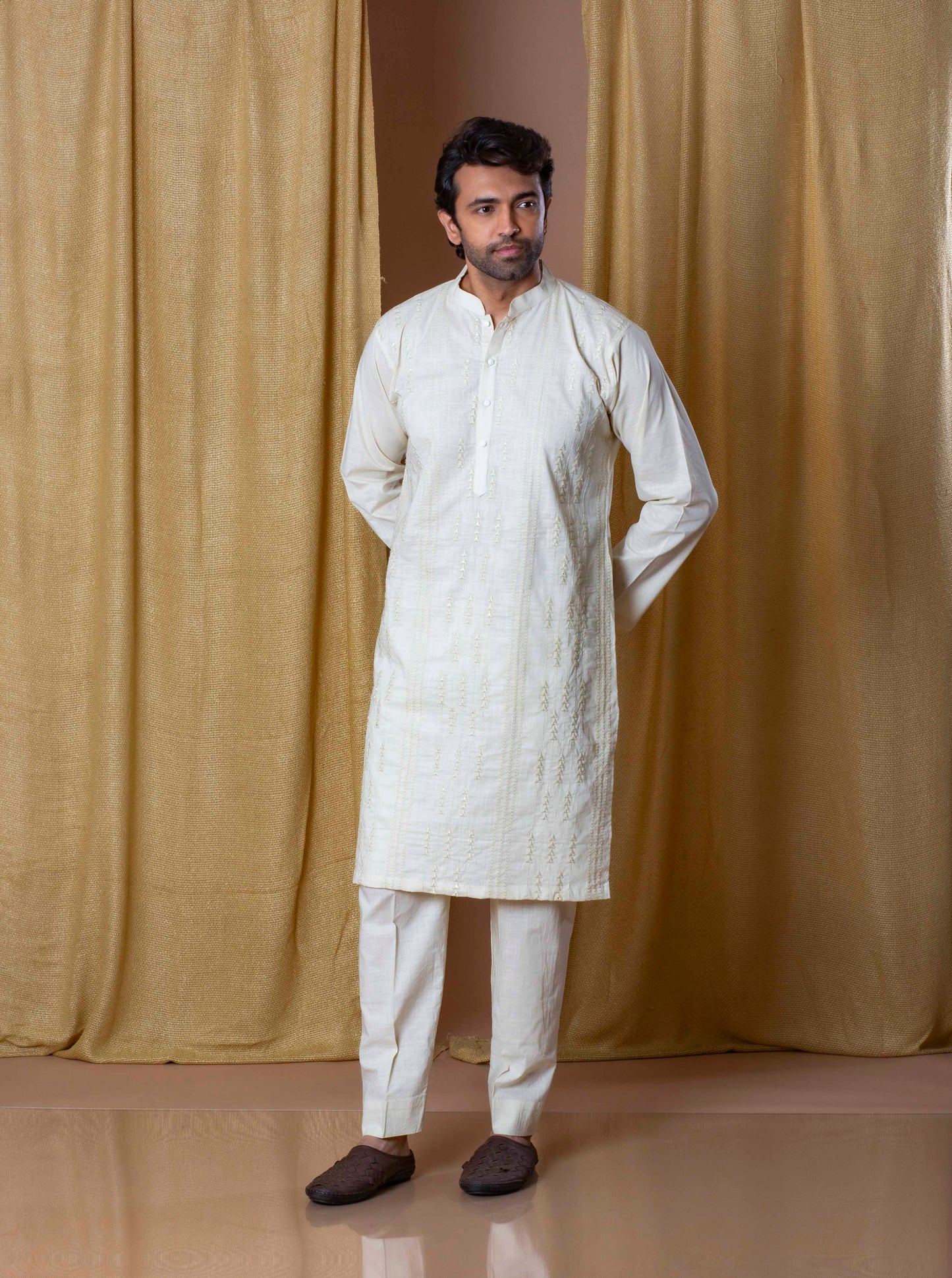 Beige Regal Mirror Kurta