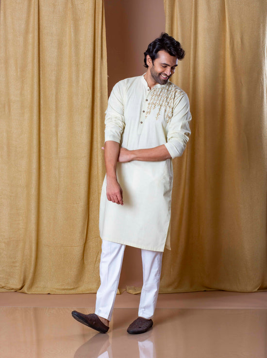 Beige One Sided Charm( Only Kurta)