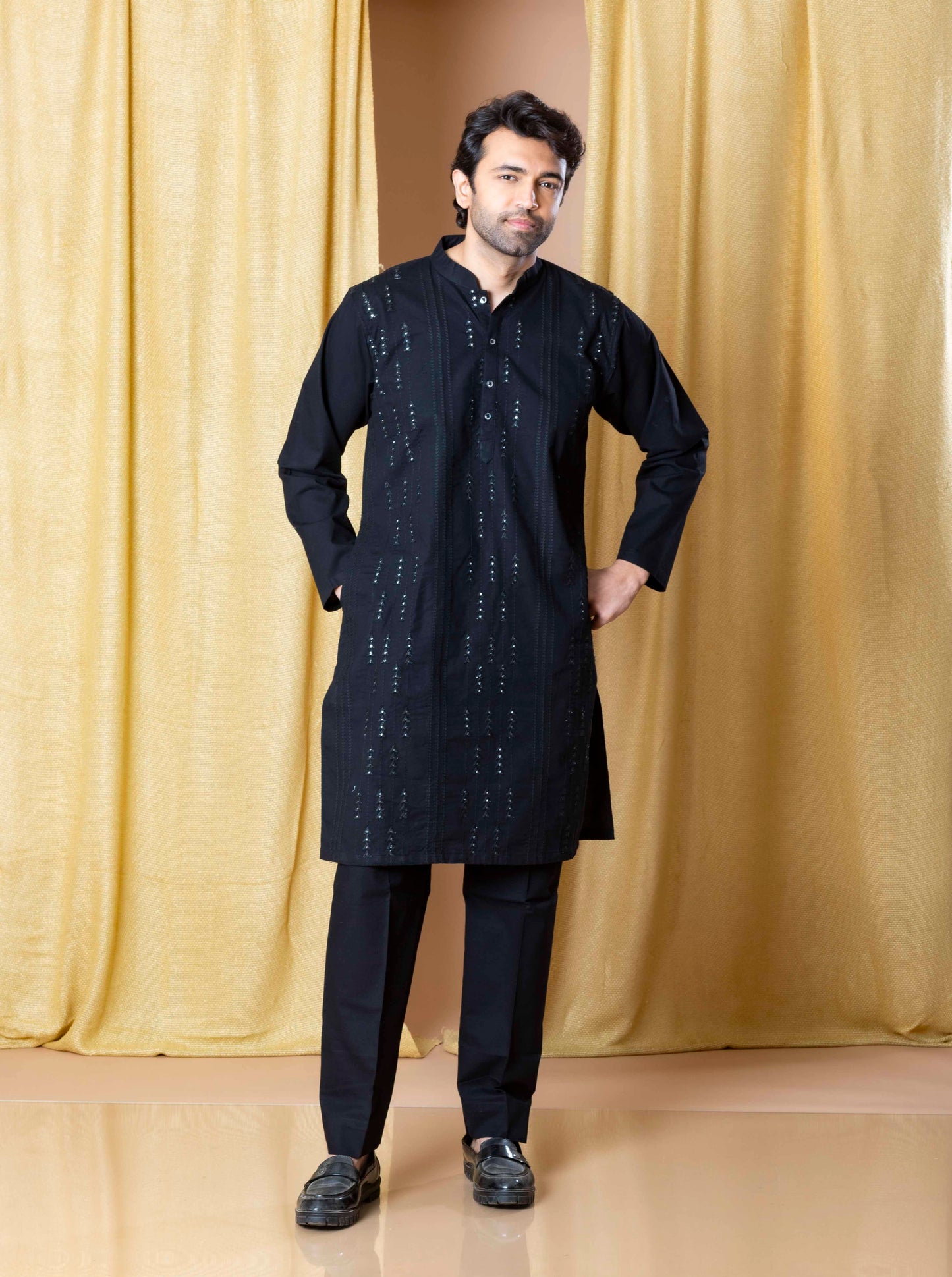Black Regal Mirror Kurta and pant set