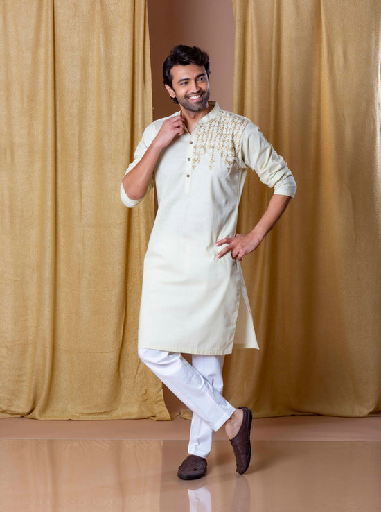 Beige One Sided Charm( Only Kurta)