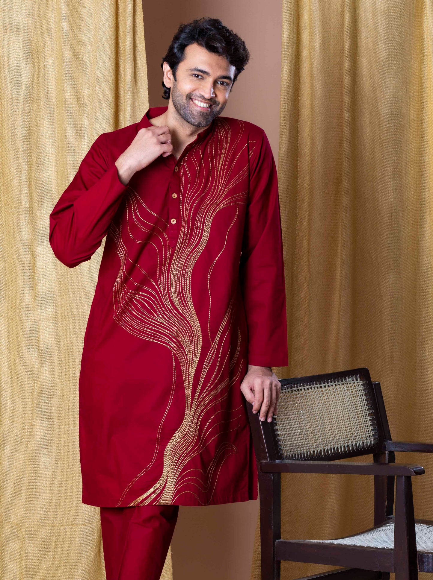 Burgundy Timeless Abstract Kurta