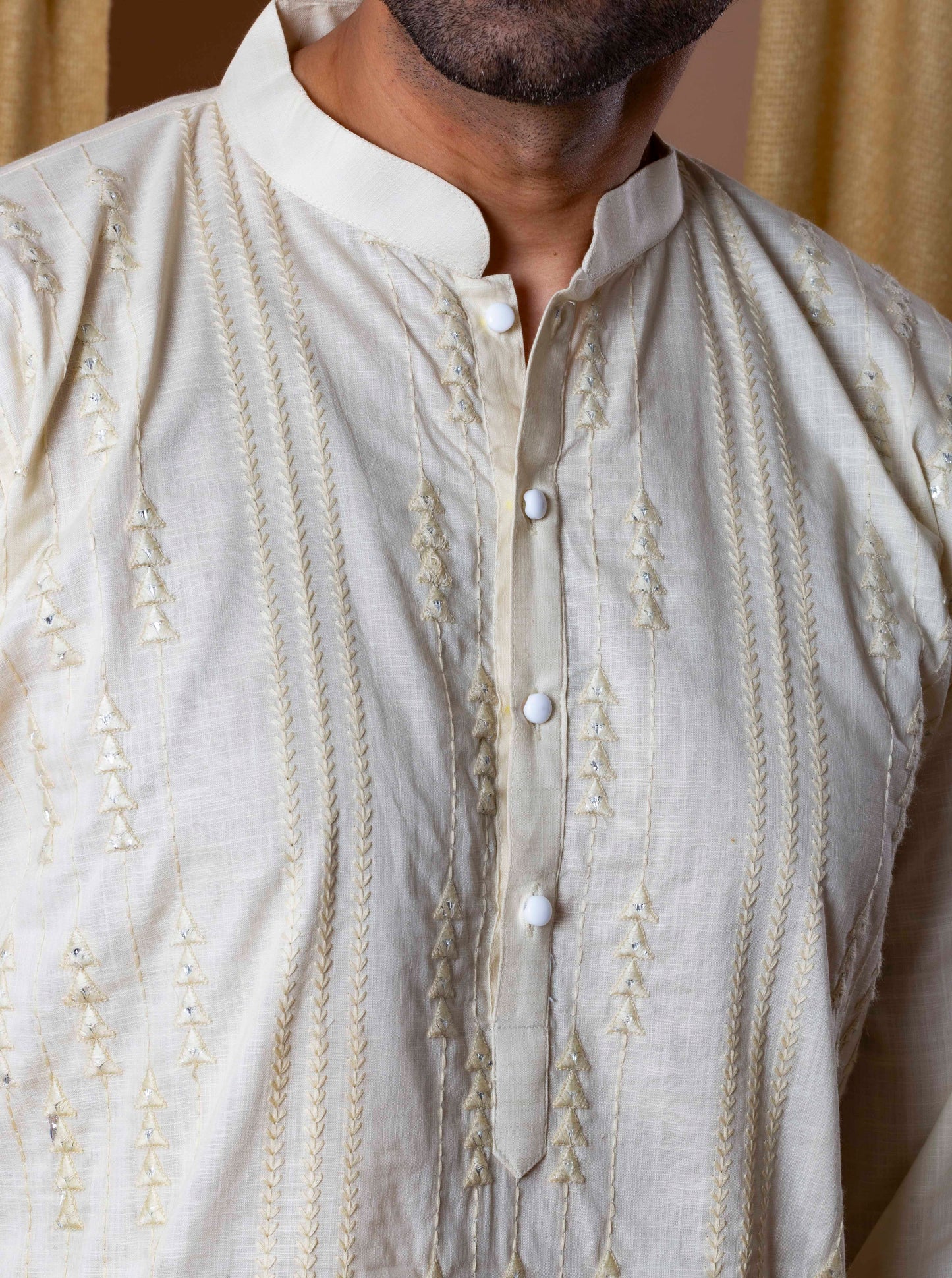 Beige Regal Mirror Kurta