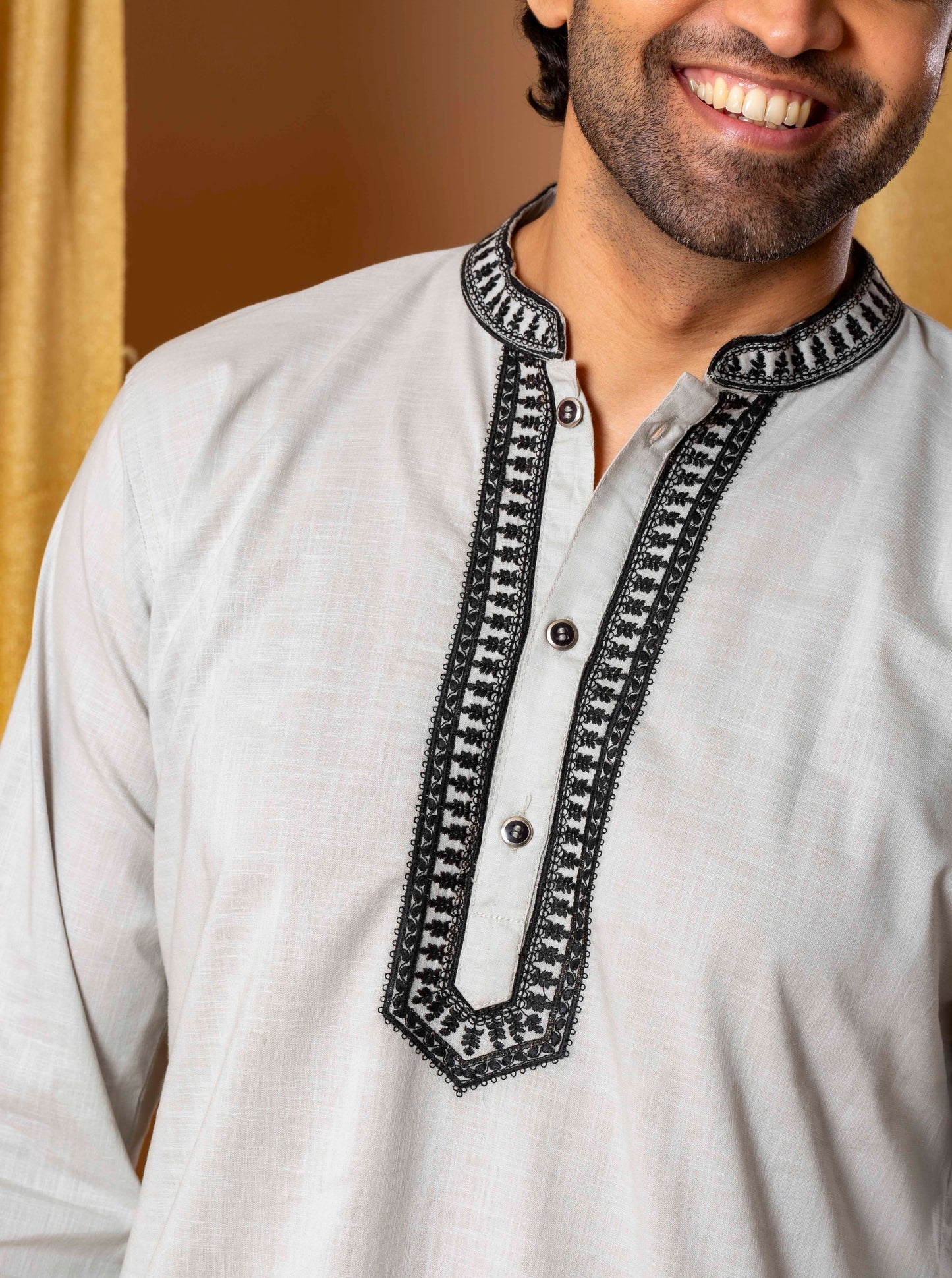 Grey Royal Weave Kurta(Only Kurta)