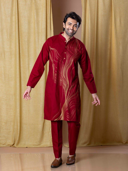 Burgundy Timeless Abstract Kurta