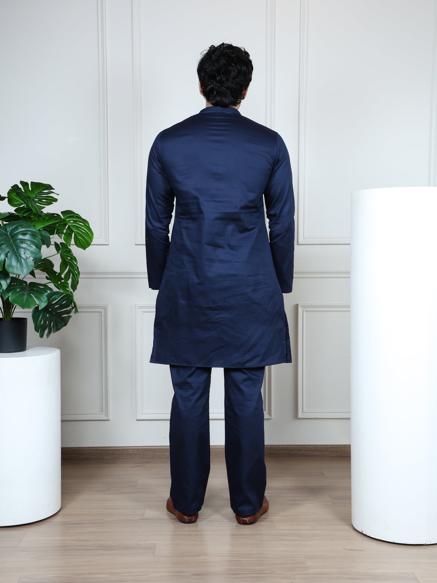 Floral Embroidered Only Kurta-Blue