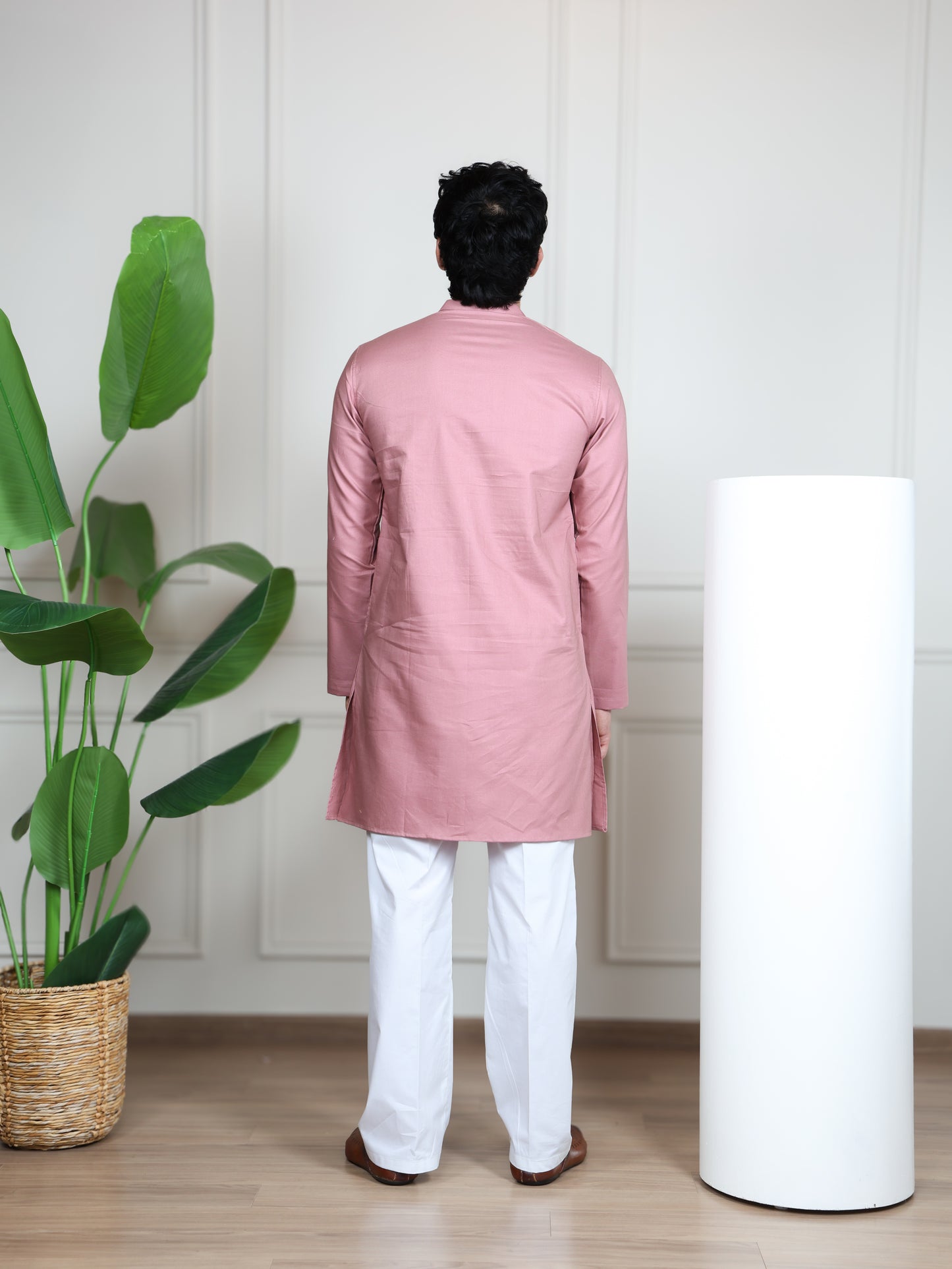 Ivory Panel Signature Kurta Ensemble-Pink