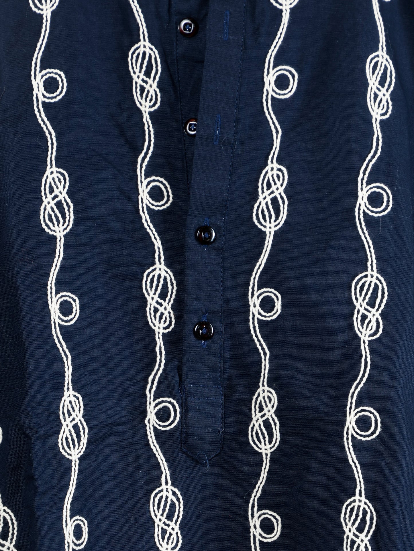 Spiral Embroidered only Kurta-Regal Navy Blue