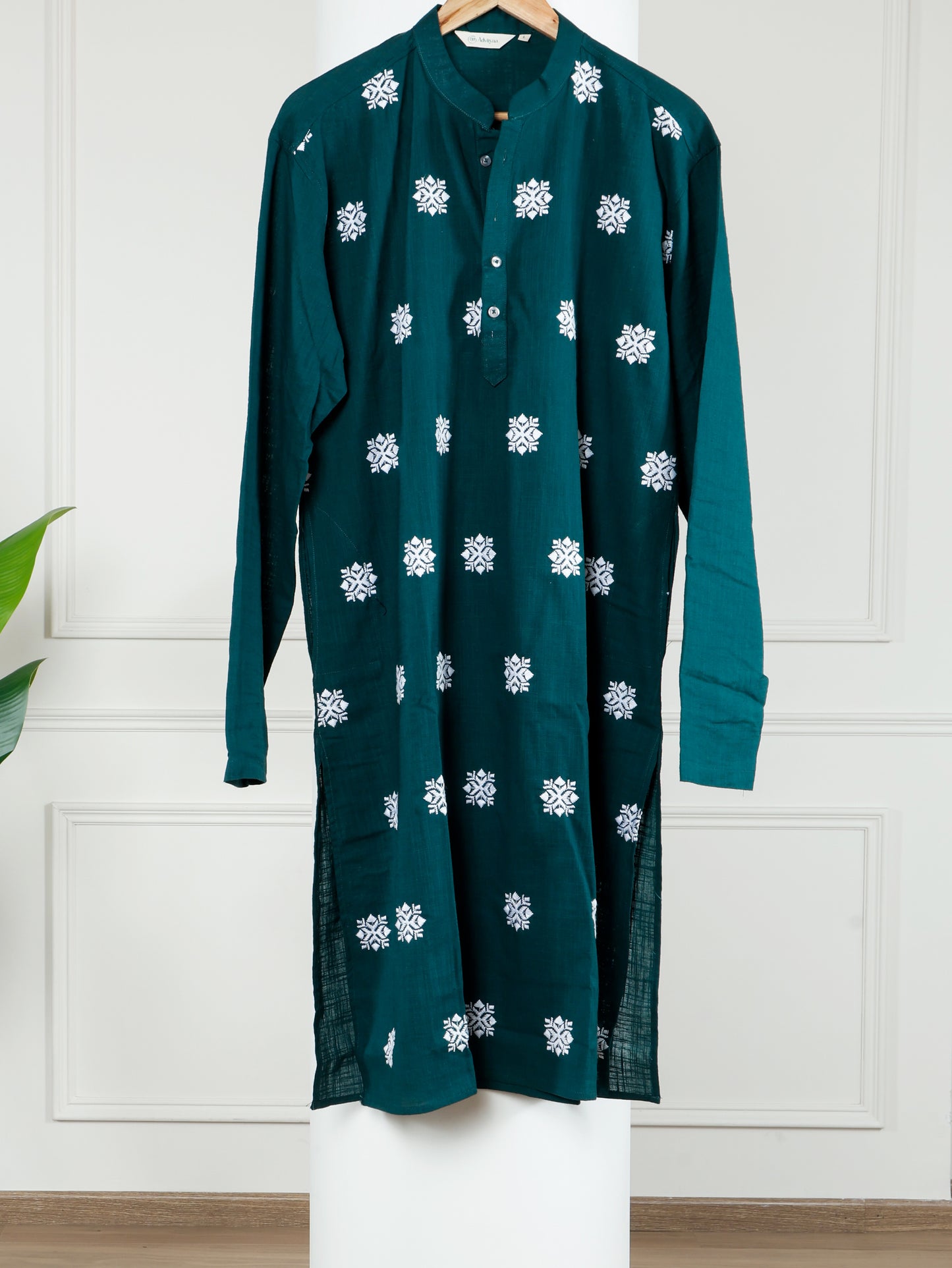 Chikankari Only Kurta-Deep Emerald Green