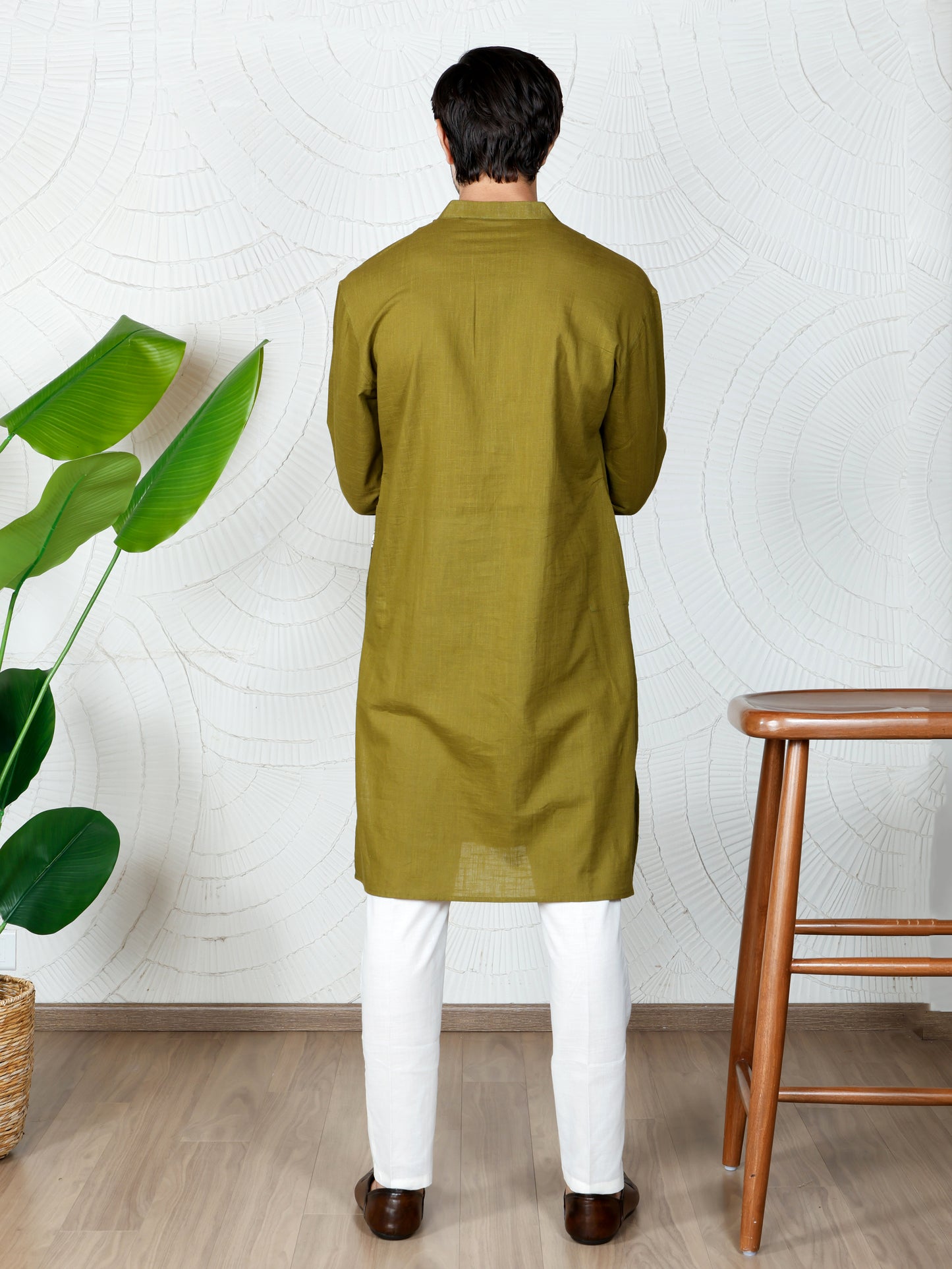 Chikankari  Kurta and Pant Set-Mehendi