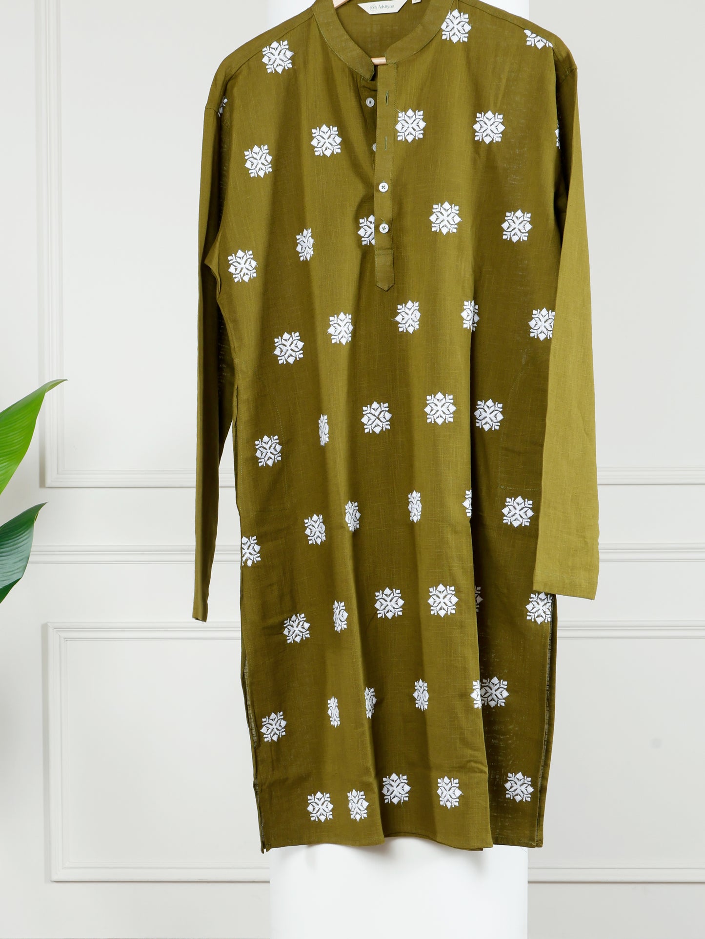 Chikankari  Kurta and Pant Set-Mehendi