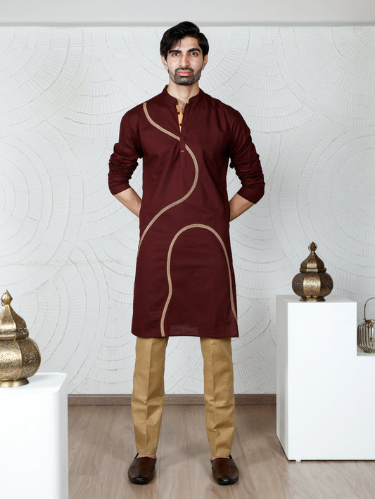 Swirl Only Kurta-Burgundy
