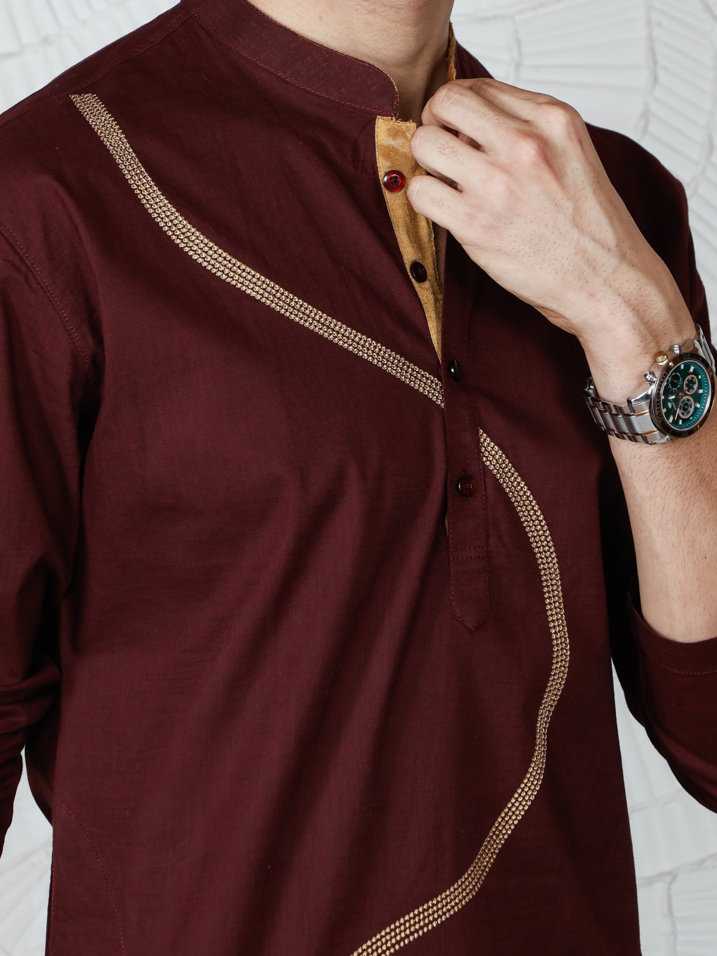 Swirl Kurta and Pant set-Burgundy