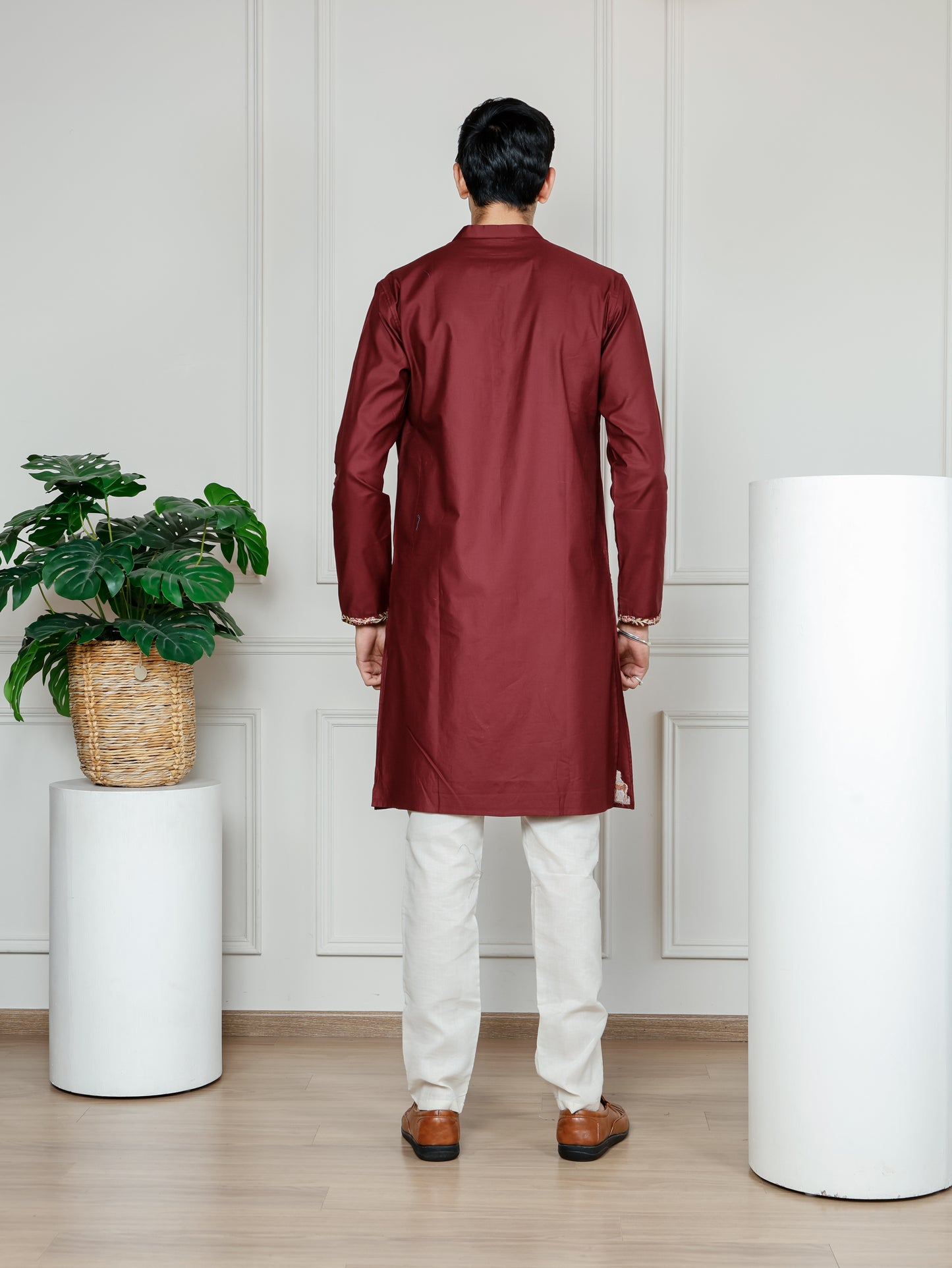 Woodland Harmony Embroidered only Kurta -Maroon