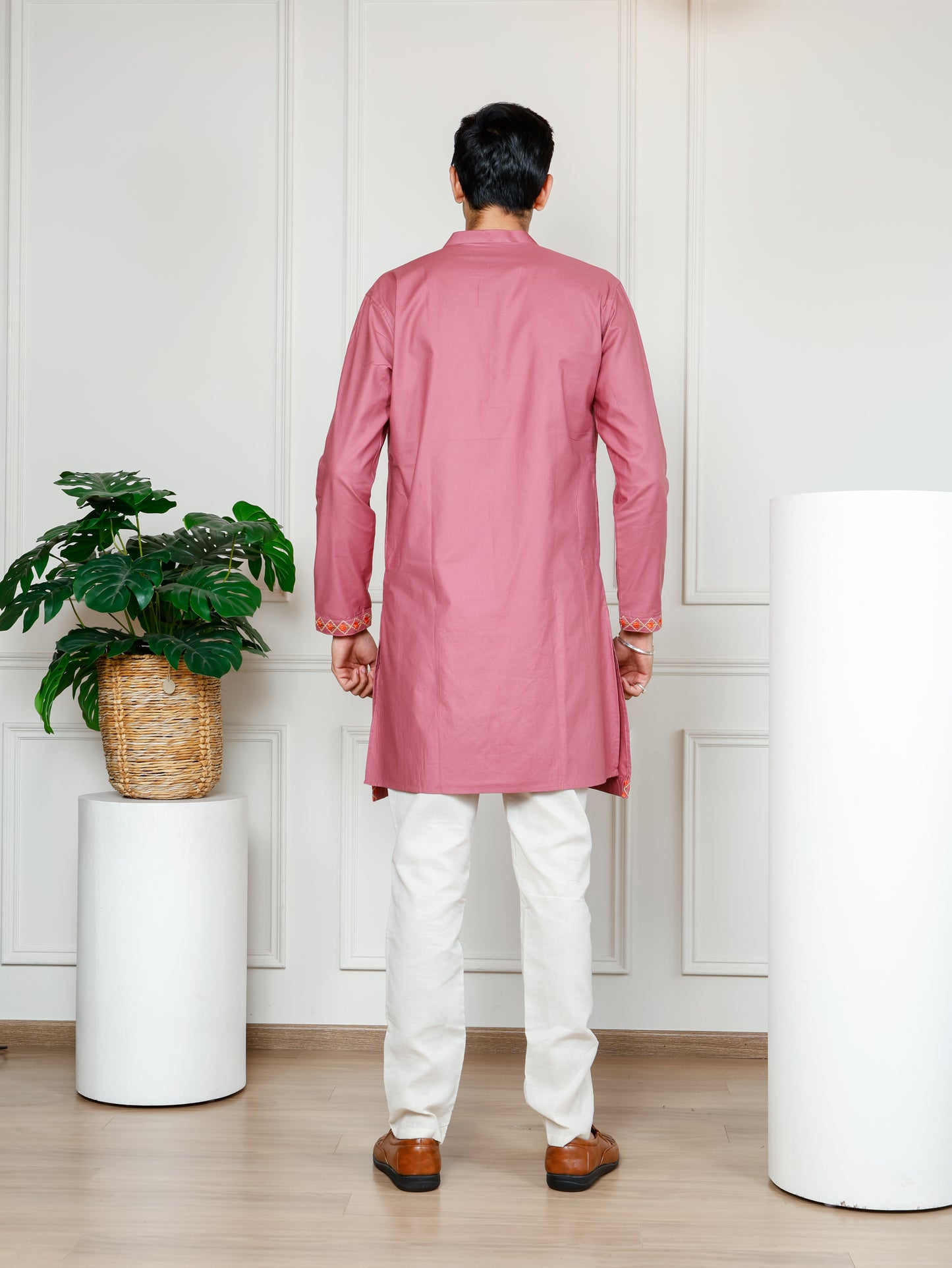 Elephant motif patckwork only kurta-Pink