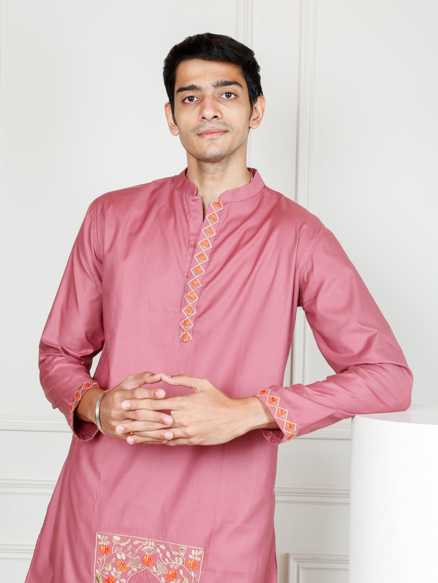 Elephant motif patckwork only kurta-Pink