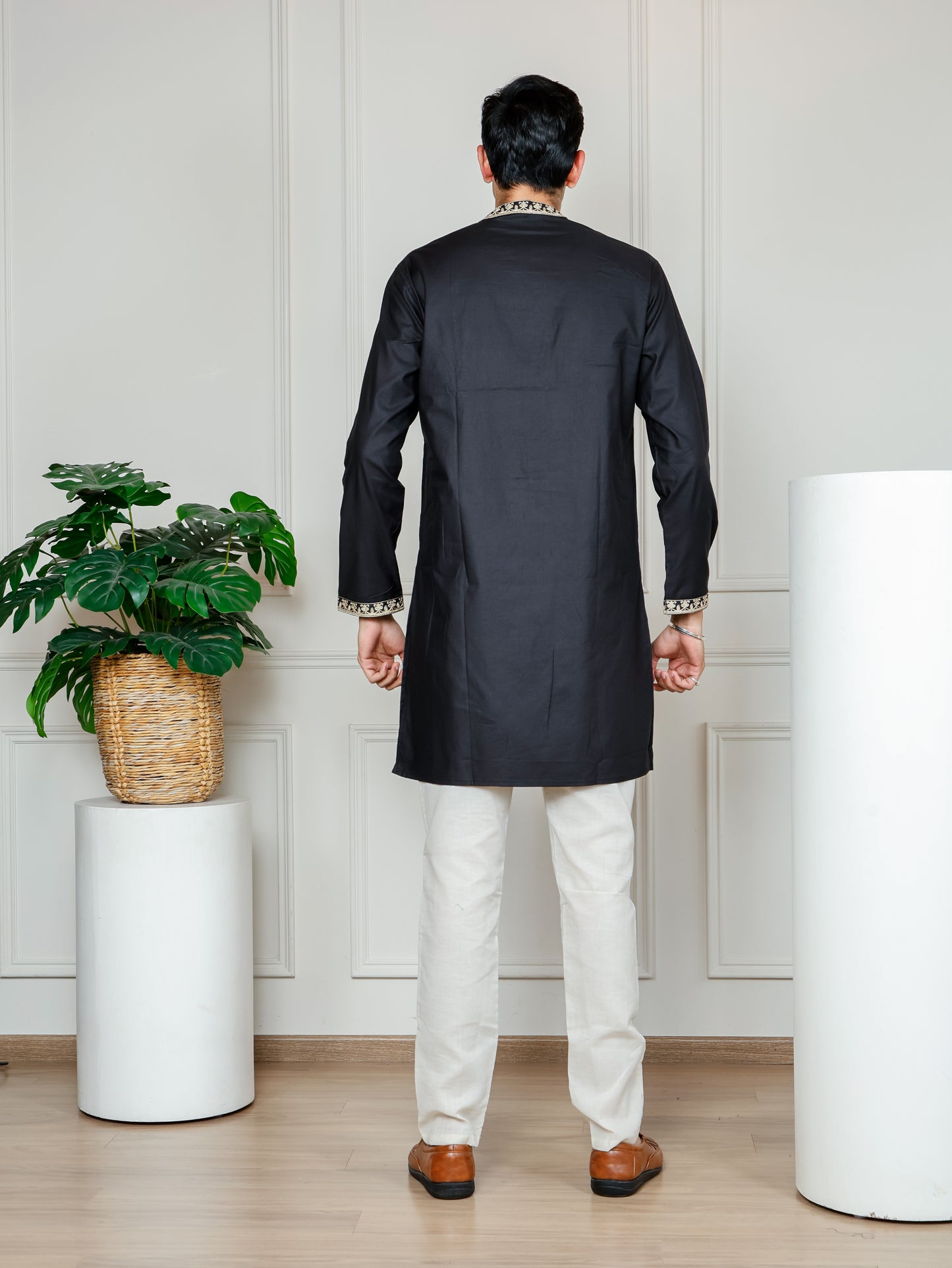 Royal Weave only Kurta - Black