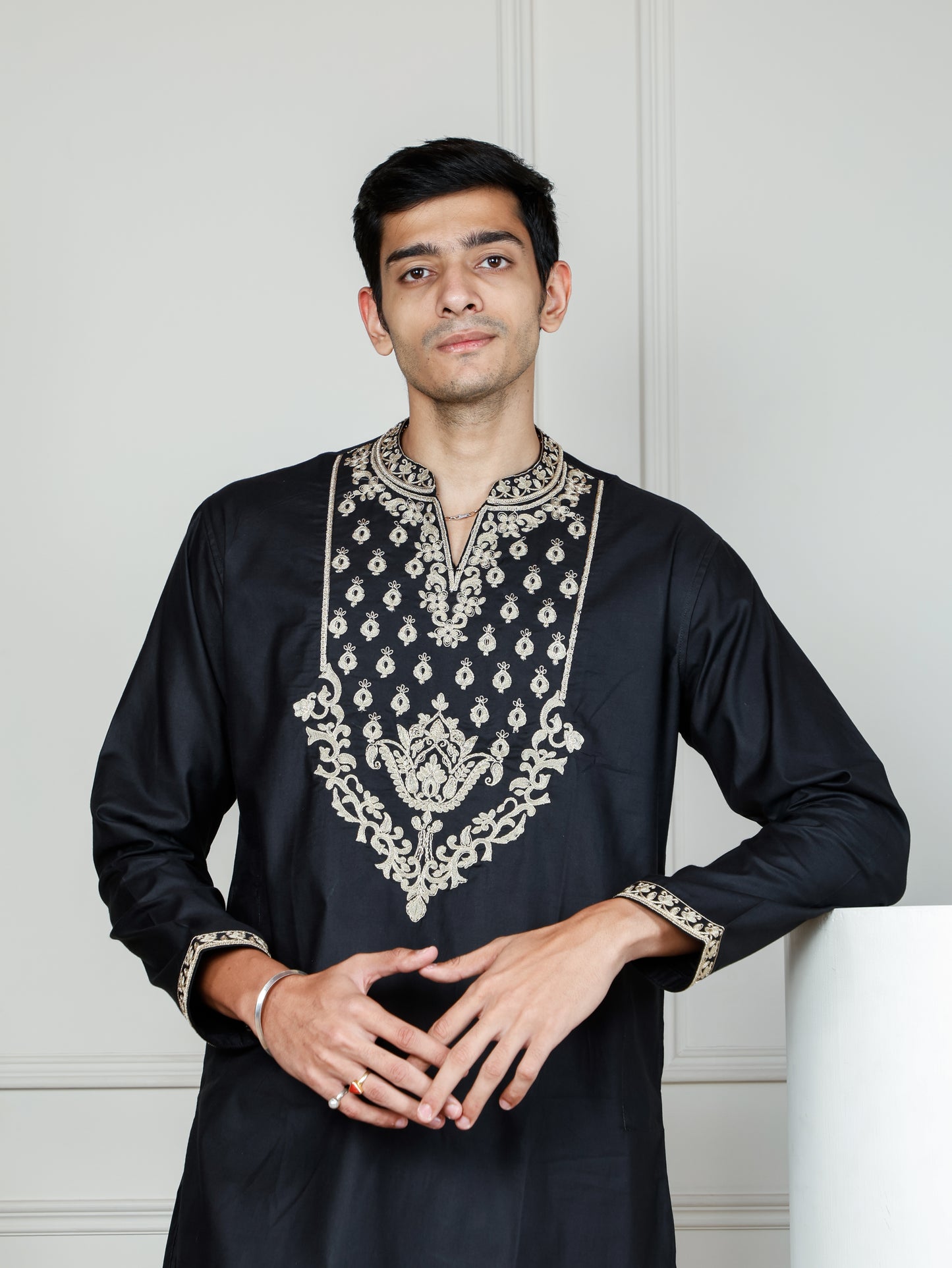 Royal Weave only Kurta - Black