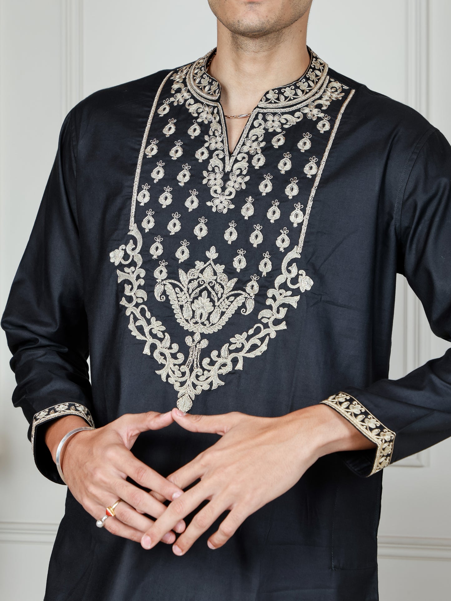 Royal Weave only Kurta - Black