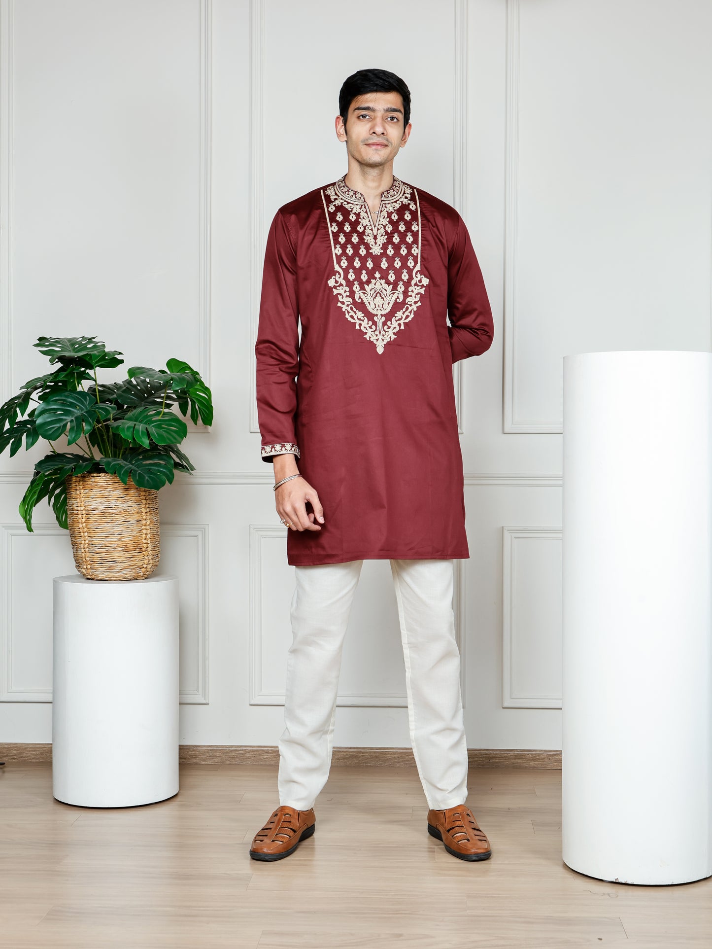 Royal Weave only  Kurta - Maroon